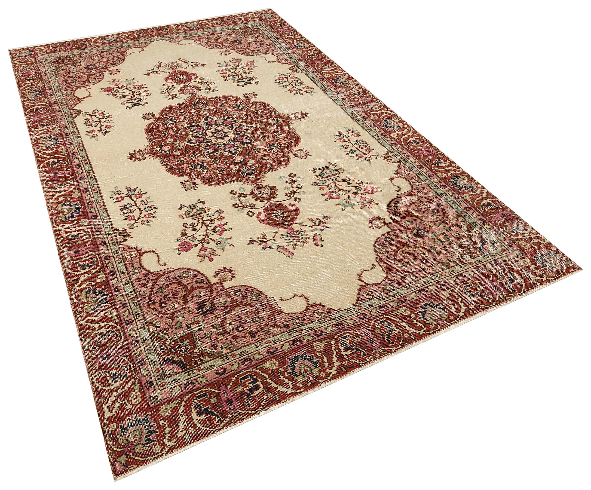 100% Handwoven Vintage Rug, Handmade rug, wool wool/weave, size 172 × 287 cm, from Oushak, SKU 10142