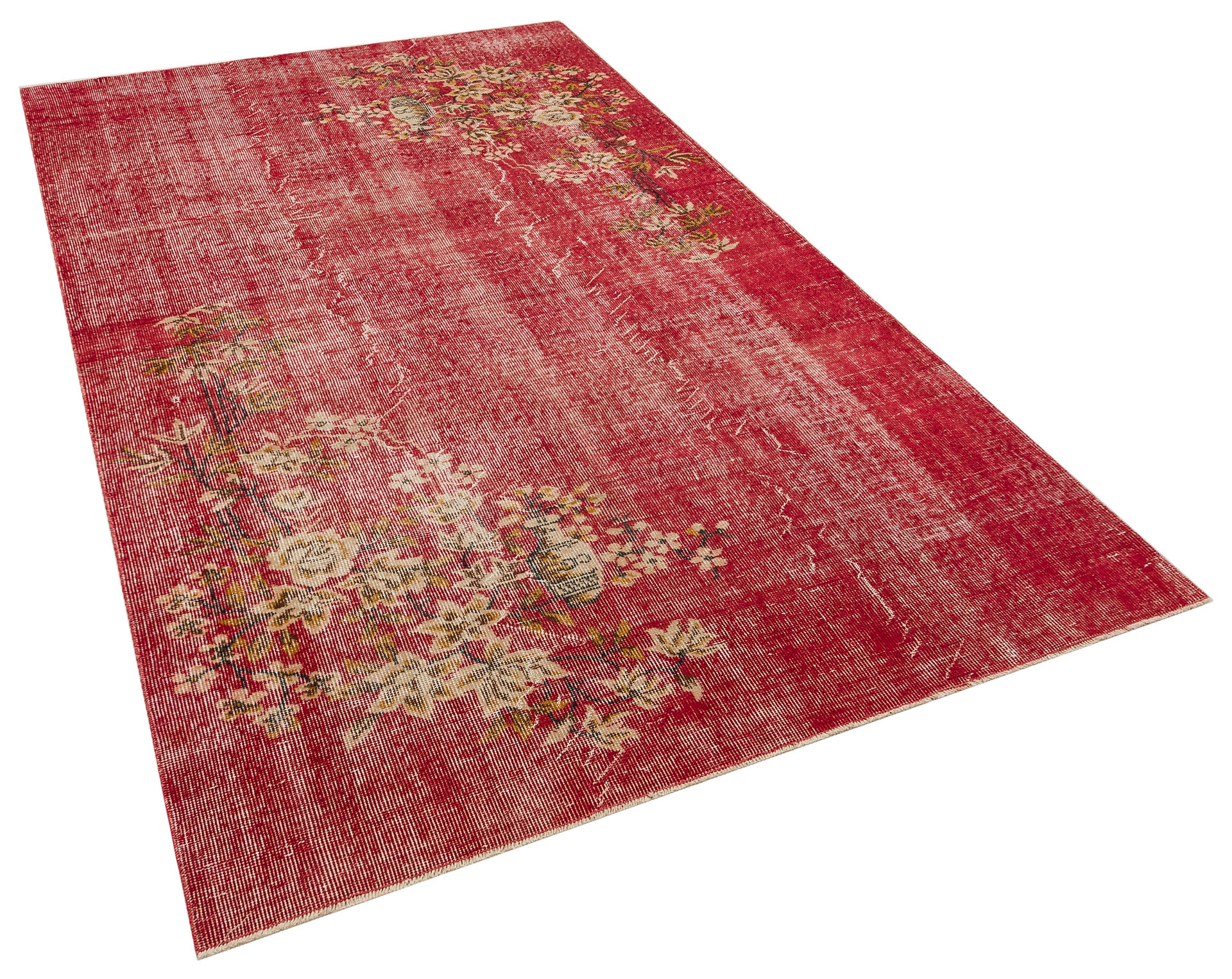 The Melancholy of Times Long Past: Distressed Vintage Rug, Handmade rug, wool, cotton & silk wool/weave, size 155 × 270 cm, from Gördes, SKU 10169
