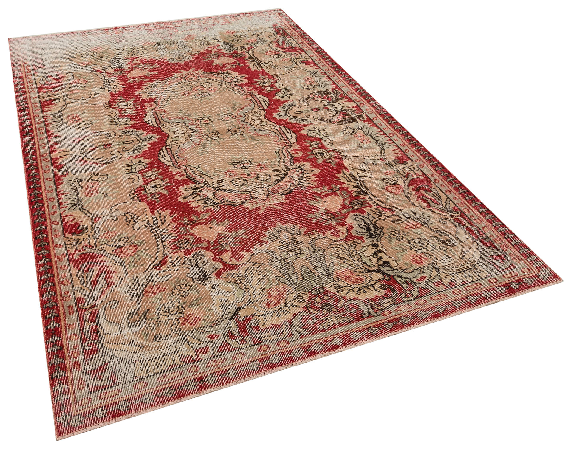 Principle and Legend Distressed Vintage Rug, Handmade rug, cotton wool/weave, size 171 × 267 cm, from Van, SKU 10180