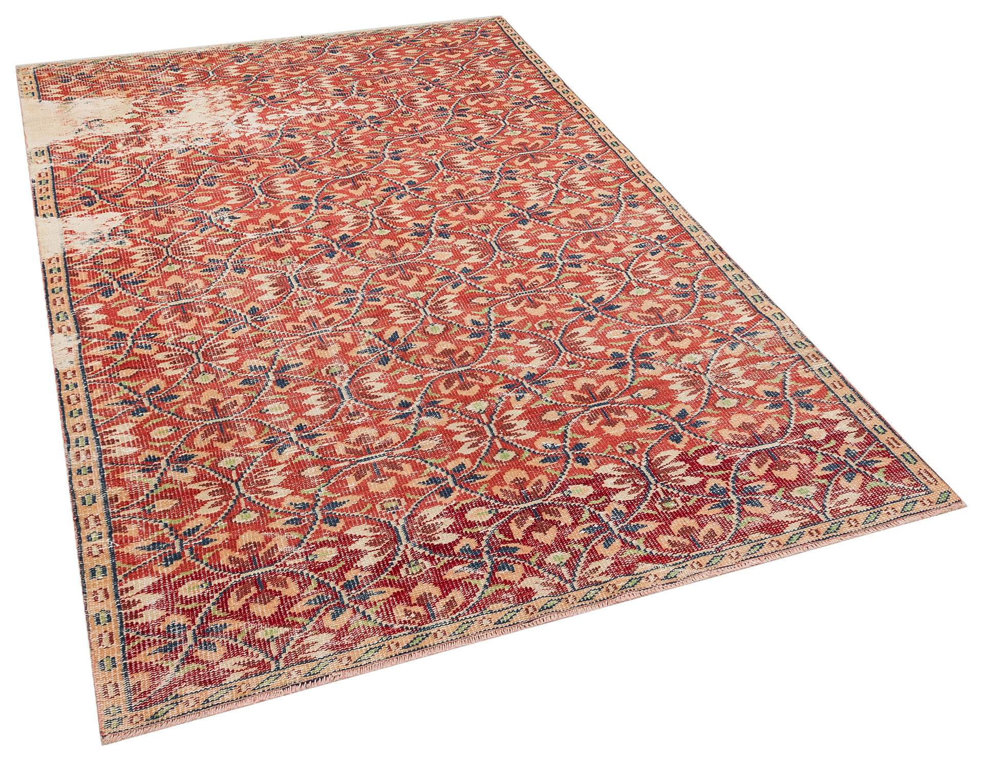Handmade Distressed Vintage Rug, Handmade rug, wool & cotton wool/weave, size 157 × 250 cm, from Kayseri, SKU 10181
