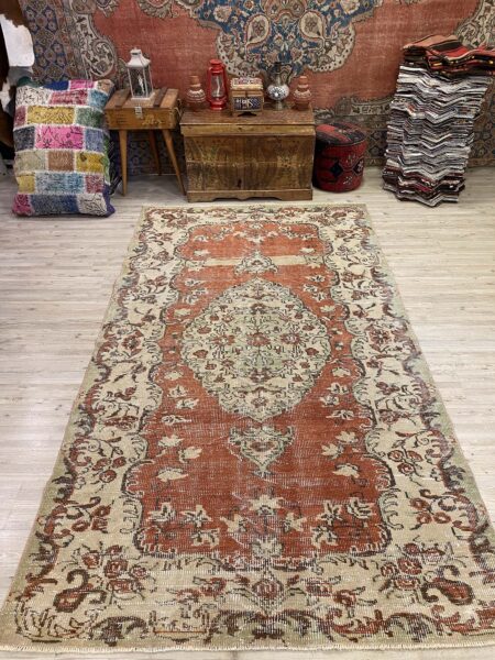 Unique Distressed Vintage Rug, Handmade rug, wool wool/weave, size 160 × 277 cm, from Cappadocia, SKU 10186