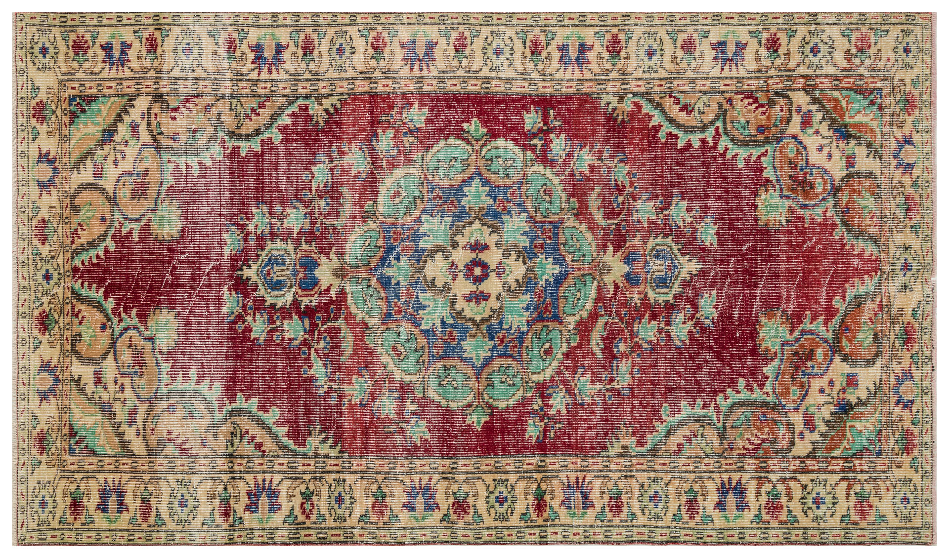 Traditional Anatolian Handcrafted Distressed Vintage Rug - SKU 10206 - Detail View