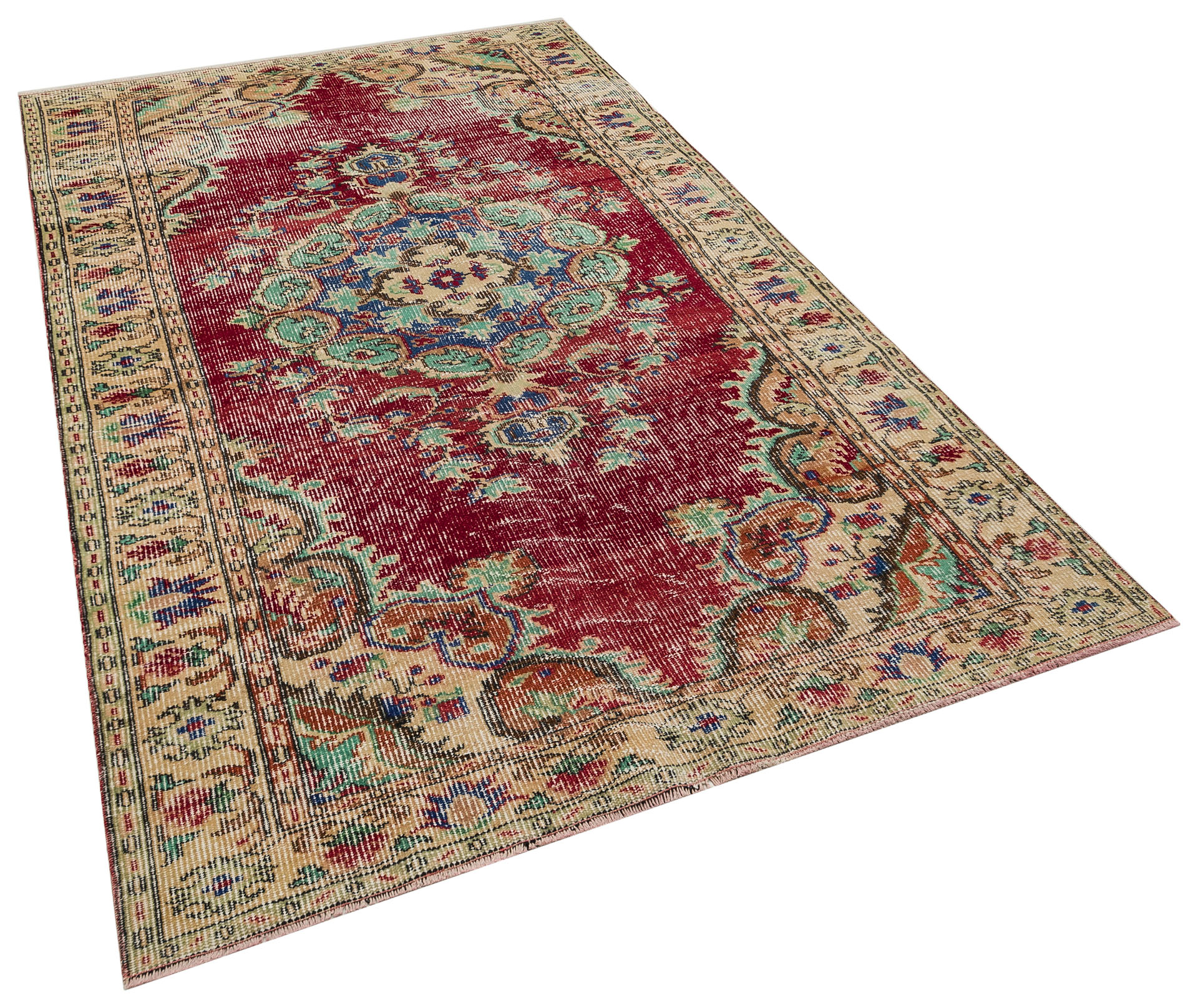 Traditional Anatolian Handcrafted Distressed Vintage Rug, Handmade rug, wool & silk wool/weave, size 160 × 280 cm, from Cappadocia, SKU 10206