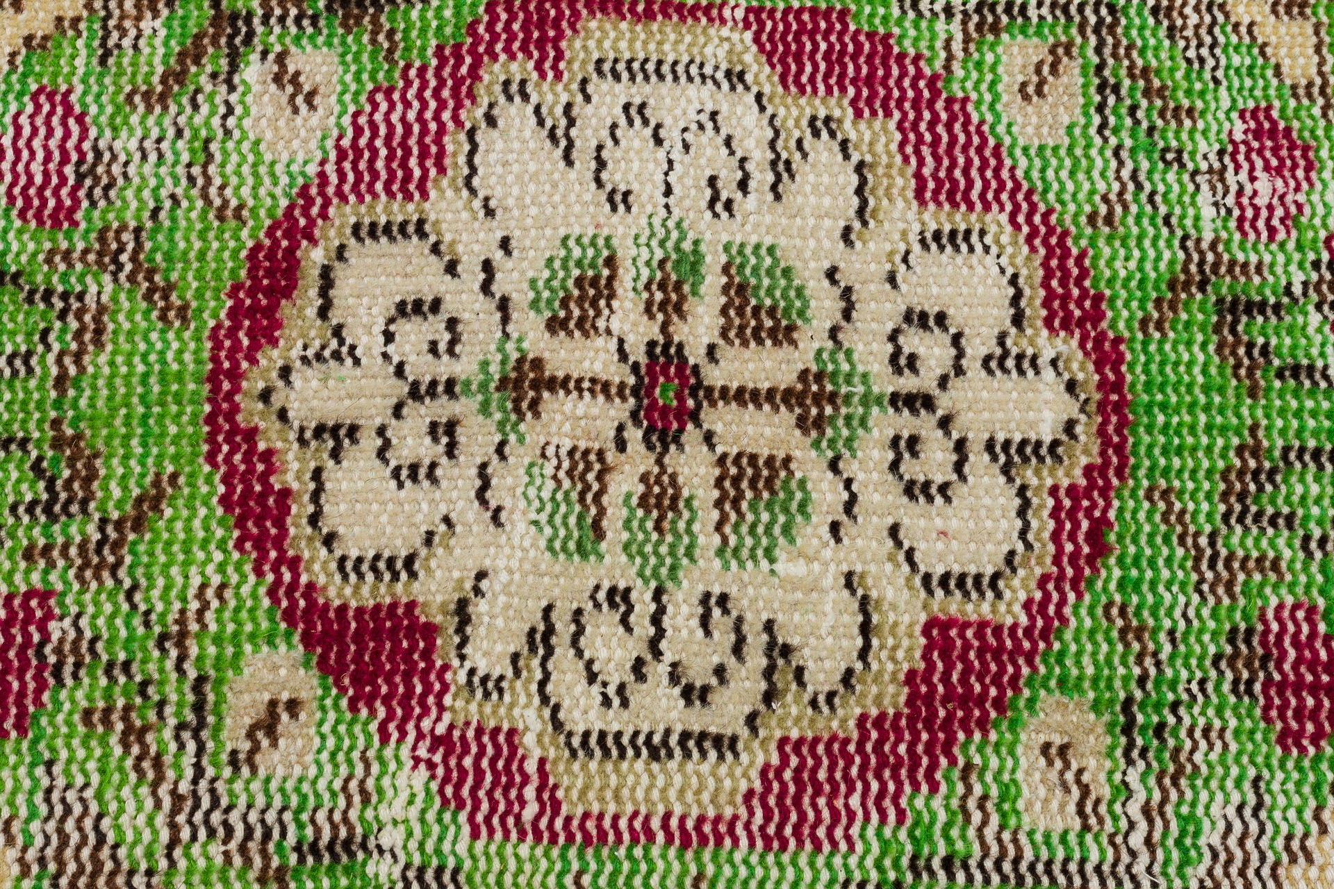 Anatolian-Patterned Distressed Rug - SKU 10211 - Detail View