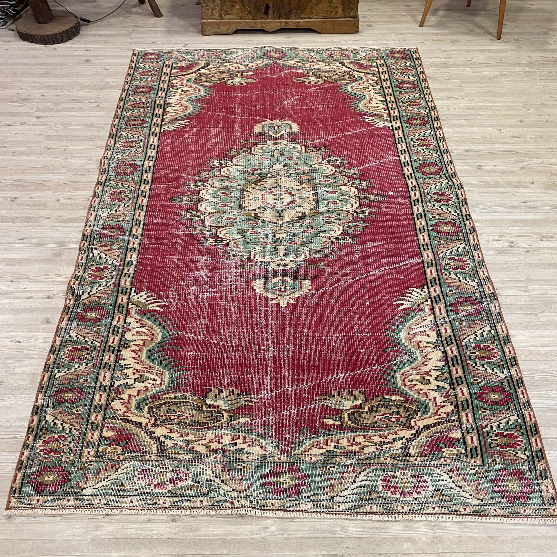 Handwoven Rug with Natural Dyes, Handmade rug, wool & silk wool/weave, size 154 × 252 cm, from Demirci, SKU 10310