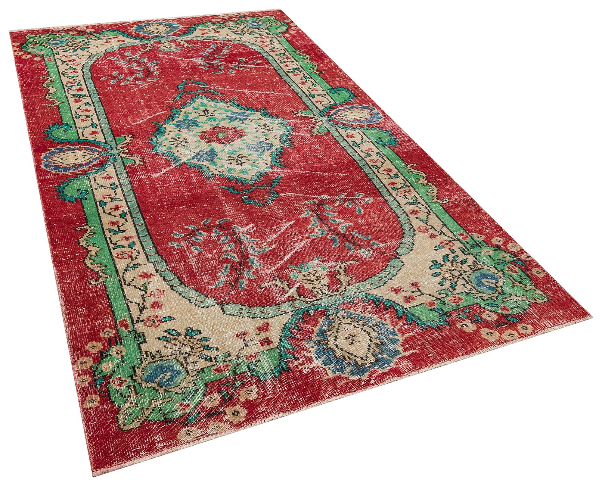 Unique Vintage Distressed Rug, Handmade rug, wool, cotton & silk wool/weave, size 155 × 257 cm, from Sivas, SKU 10357