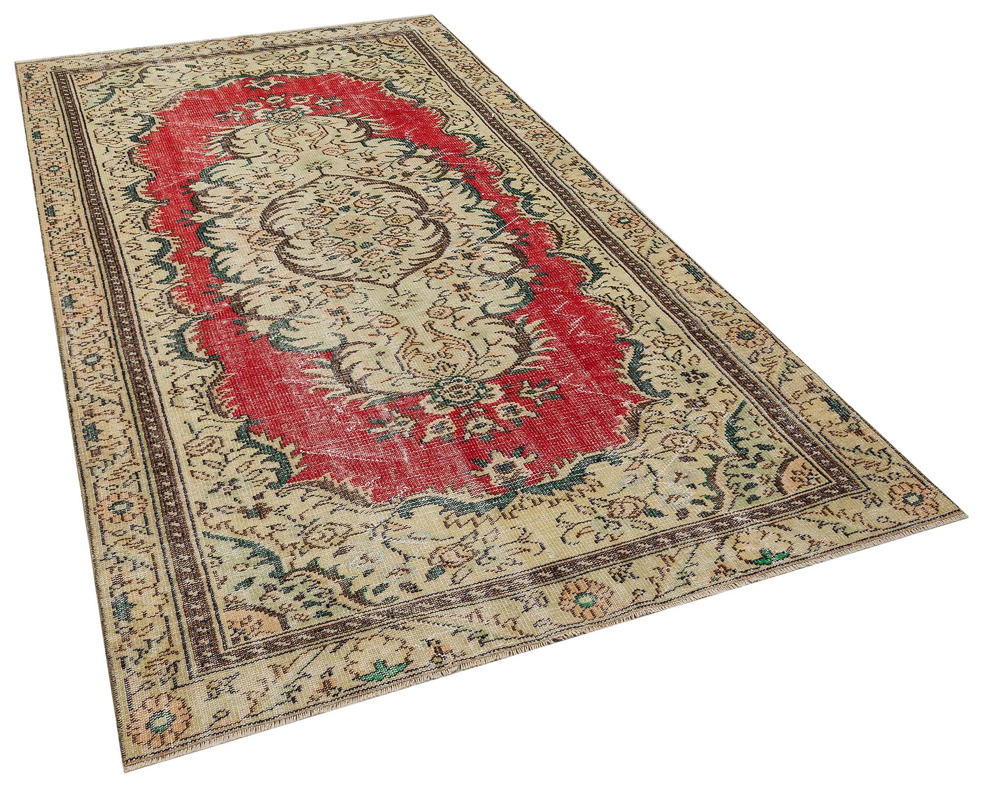 Distressed Vintage Rug, Handmade rug, wool & silk wool/weave, size 163 × 267 cm, from Isparta, SKU 10400