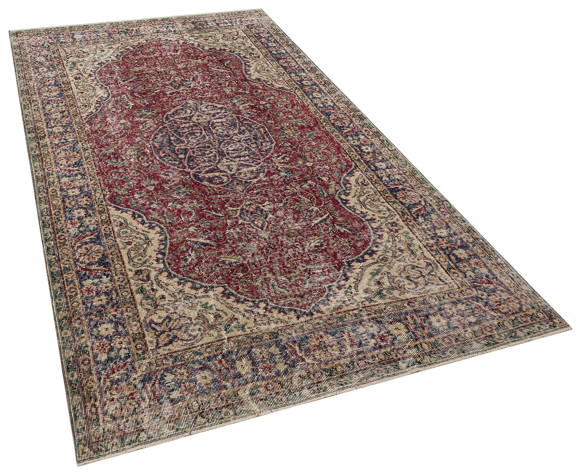 Handwoven Vintage Distressed Rug, Handmade rug, wool & silk wool/weave, size 157 × 262 cm, from Yahyalı, SKU 10406