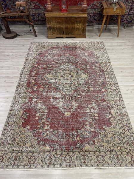 Distressed Vintage Rug, Handmade rug, silk wool/weave, size 165 × 256 cm, from Gördes, SKU 10418