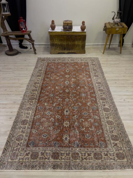 Vintage Distressed Hand-Woven Rug, Handmade rug, wool wool/weave, size 149 × 258 cm, from Bursa, SKU 10454