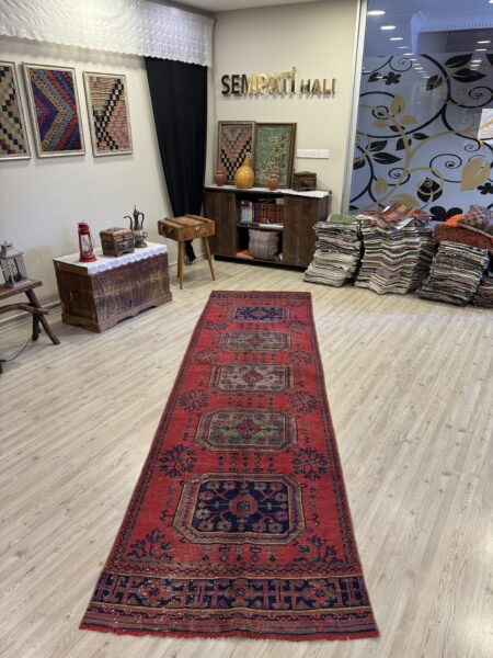 Distressed Handwoven Vintage Runner Rug - SKU 10459 - Detail View