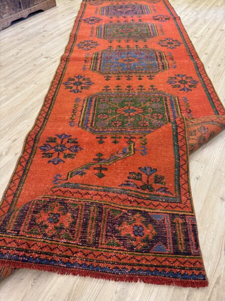 Distressed Handwoven Vintage Runner Rug - SKU 10460 - Detail View
