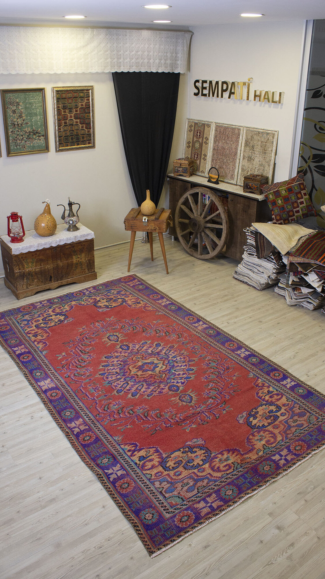 Vintage Wool-Woven Rug, Handmade rug, wool, cotton & silk wool/weave, size 174 × 294 cm, from Oushak, SKU 10491