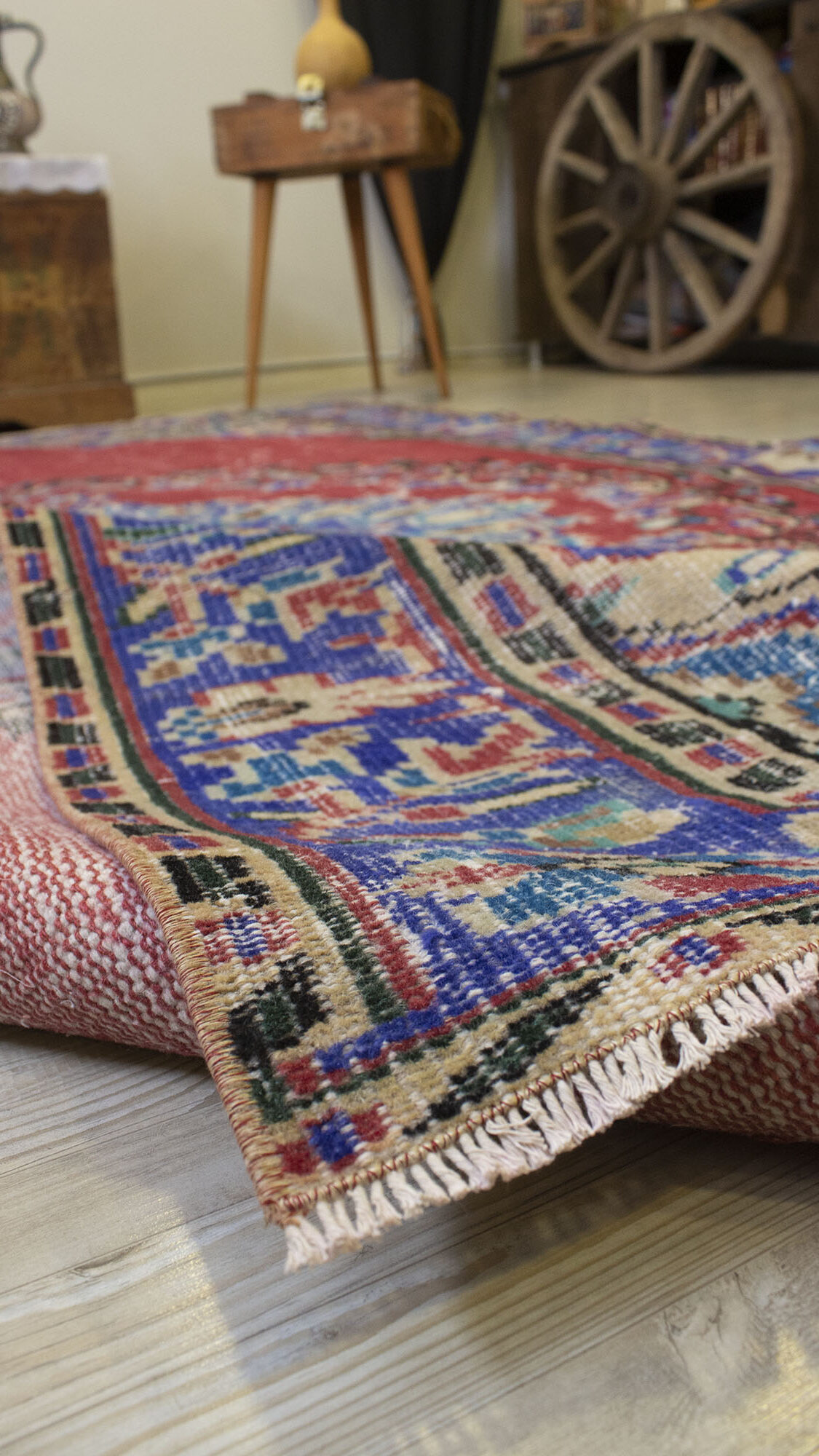 Anatolian-Patterned Distressed Rug - SKU 10494 - Detail View