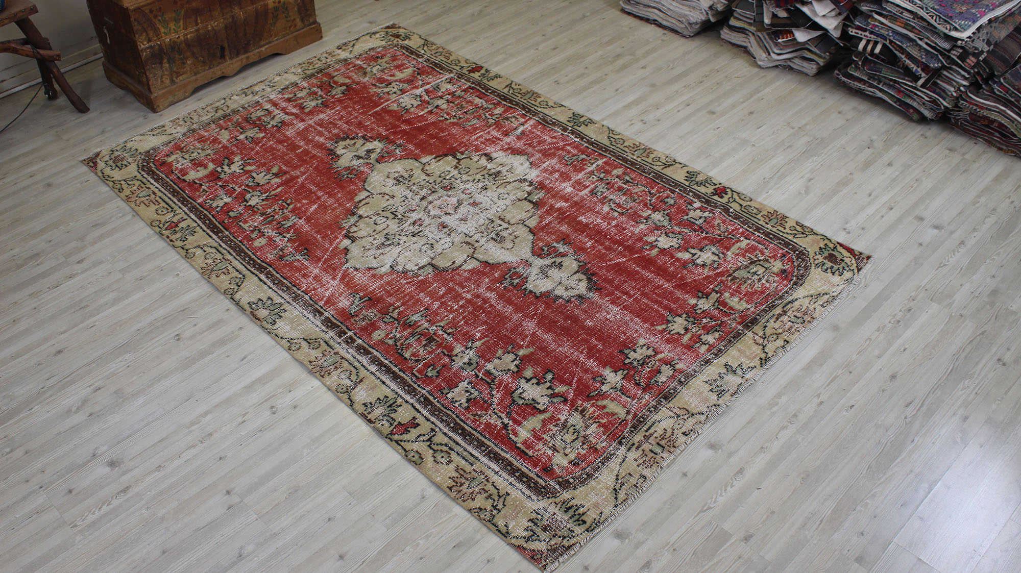 Vintage Handwoven Rug, Handmade rug, wool wool/weave, size 167 × 256 cm, from Demirci, SKU 10534
