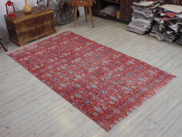 Hand-Woven Wool Vintage Rug, Handmade rug, cotton wool/weave, size 147 × 258 cm, from Van, SKU 10580