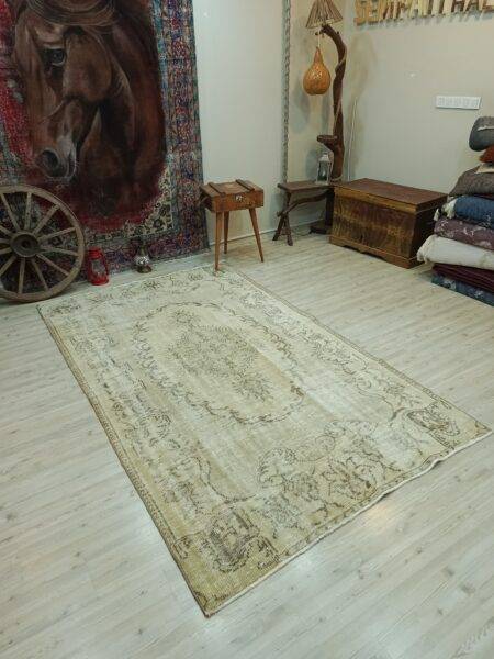 Vintage Wool Rug, Handmade rug, cotton wool/weave, size 150 × 269 cm, from Yahyalı, SKU 10838