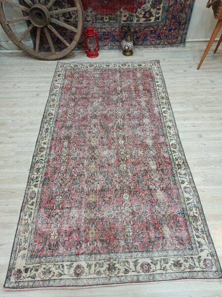 Wool Vintage Rug, Handmade rug, silk wool/weave, size 115 × 210 cm, from Demirci, SKU 10842