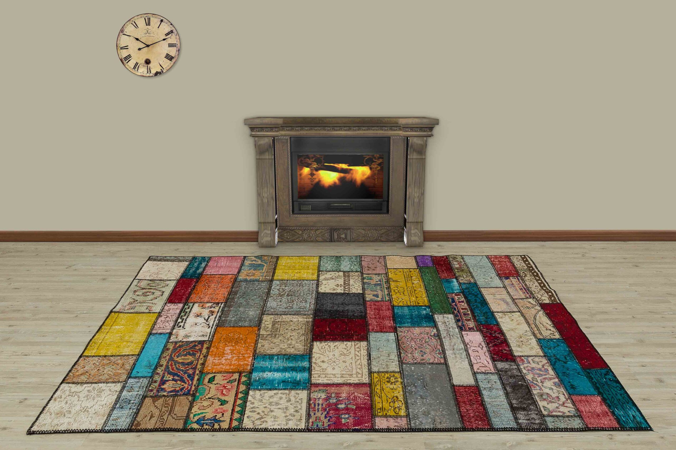Handcrafted Distressed Patchwork Rug, Handmade rug, silk wool/weave, size 160 × 230 cm, from Sivas, SKU 5021