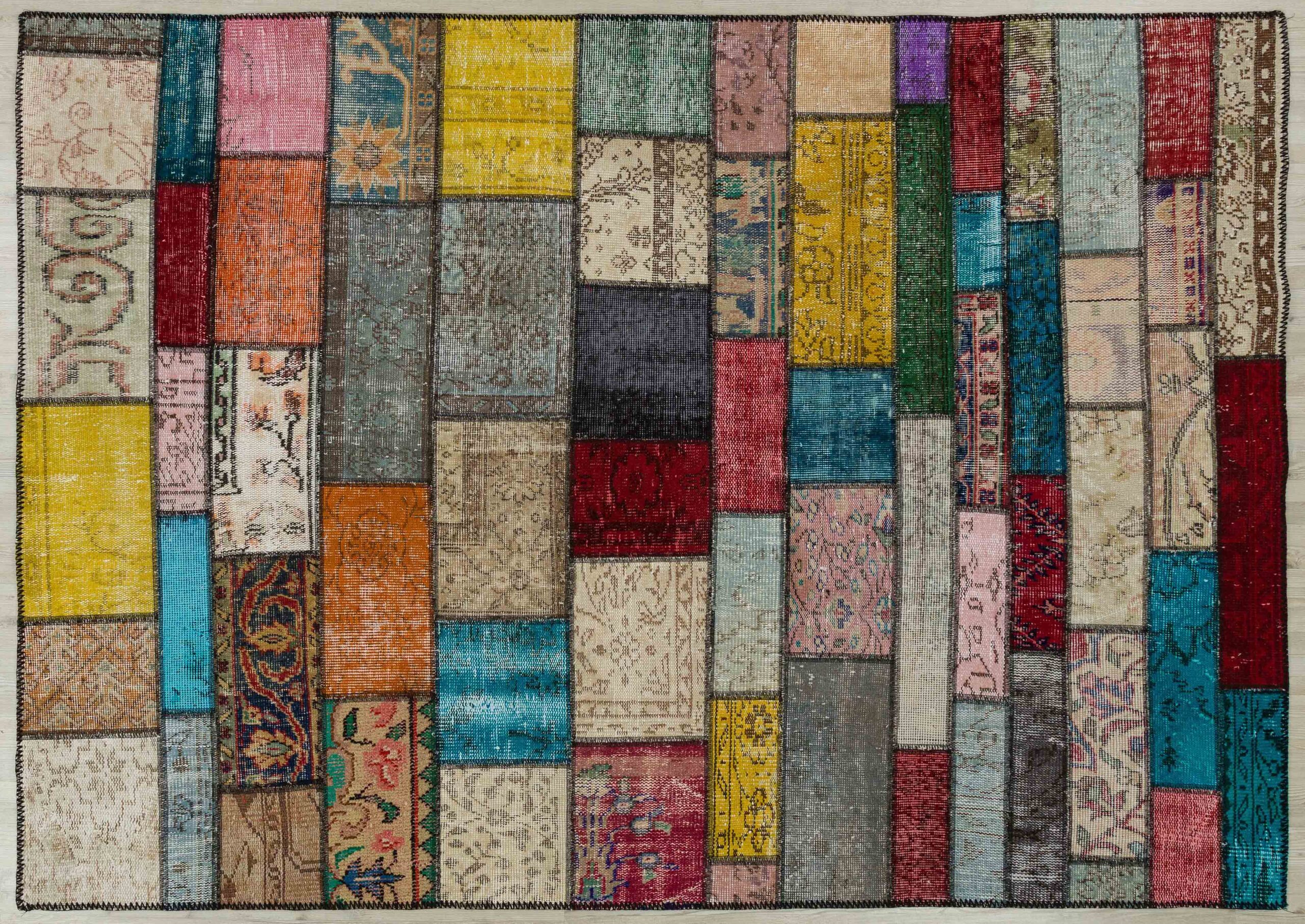 Wool-Woven Patchwork Rug - SKU 5078 - Detail View