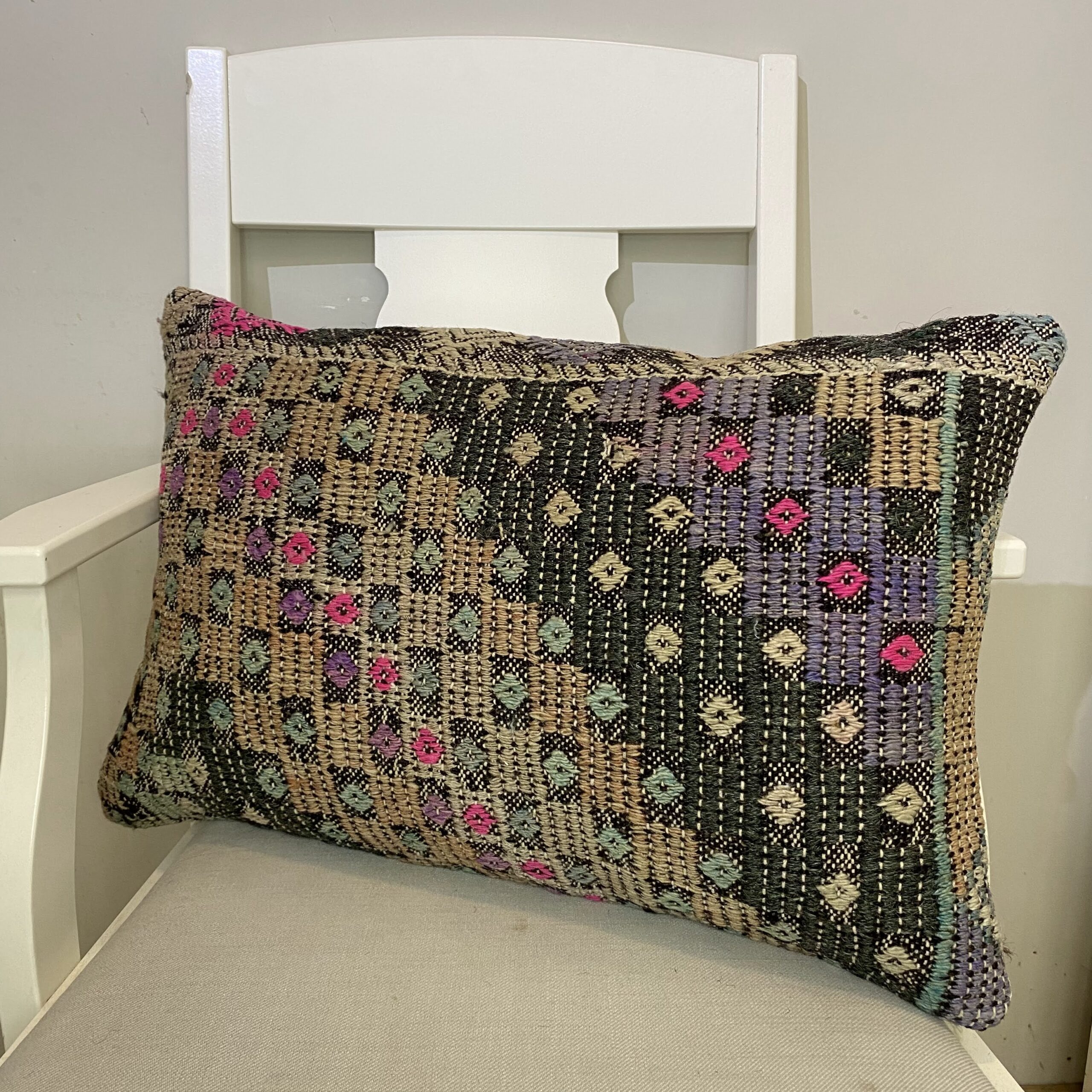 Hand-Woven Pillowcase, Pillowcases rug, wool & cotton wool/weave, size 40 × 60 cm, from Yahyalı, SKU 519