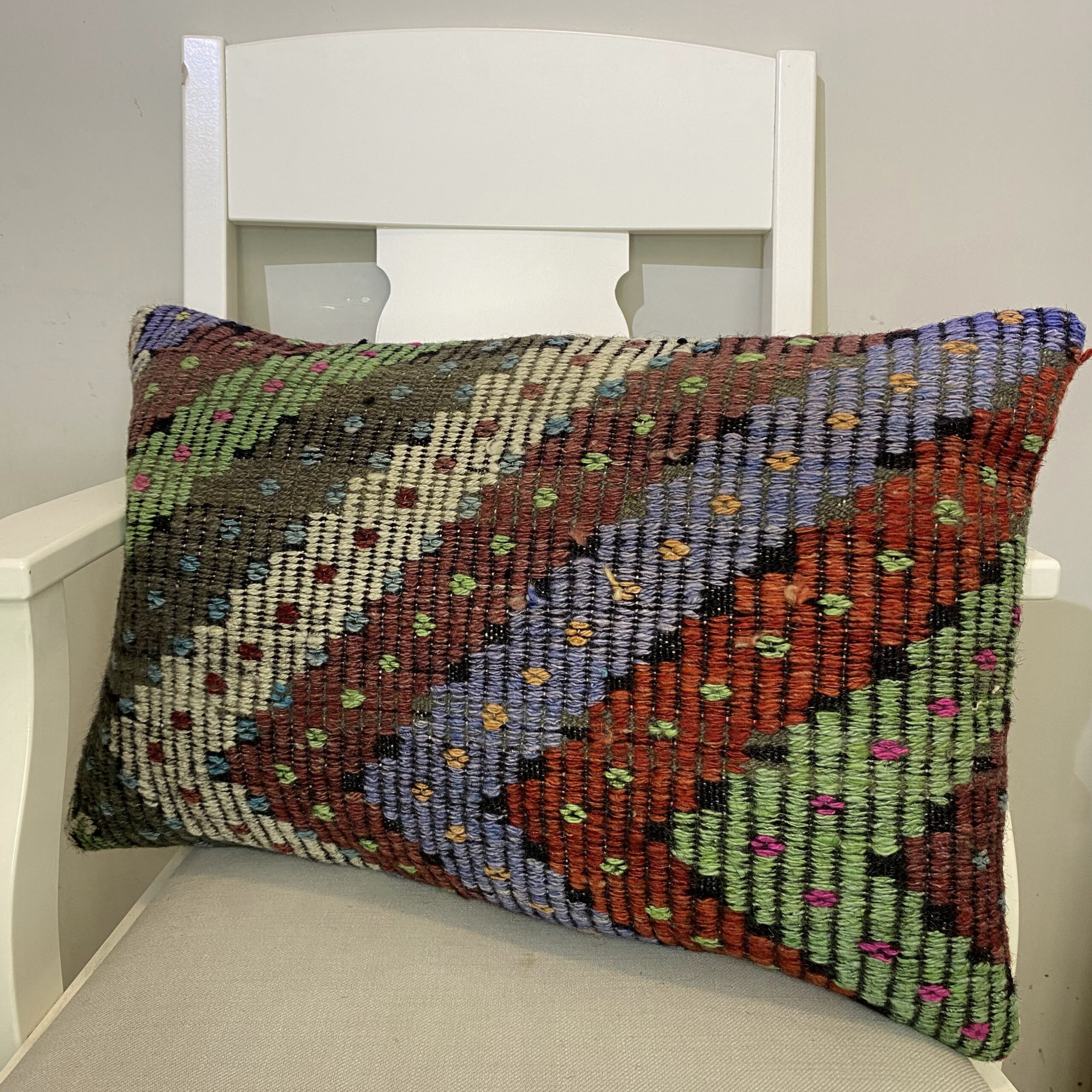 Handwoven Pillowcase, Pillowcases rug, wool & cotton wool/weave, size 40 × 60 cm, from Cappadocia, SKU 523