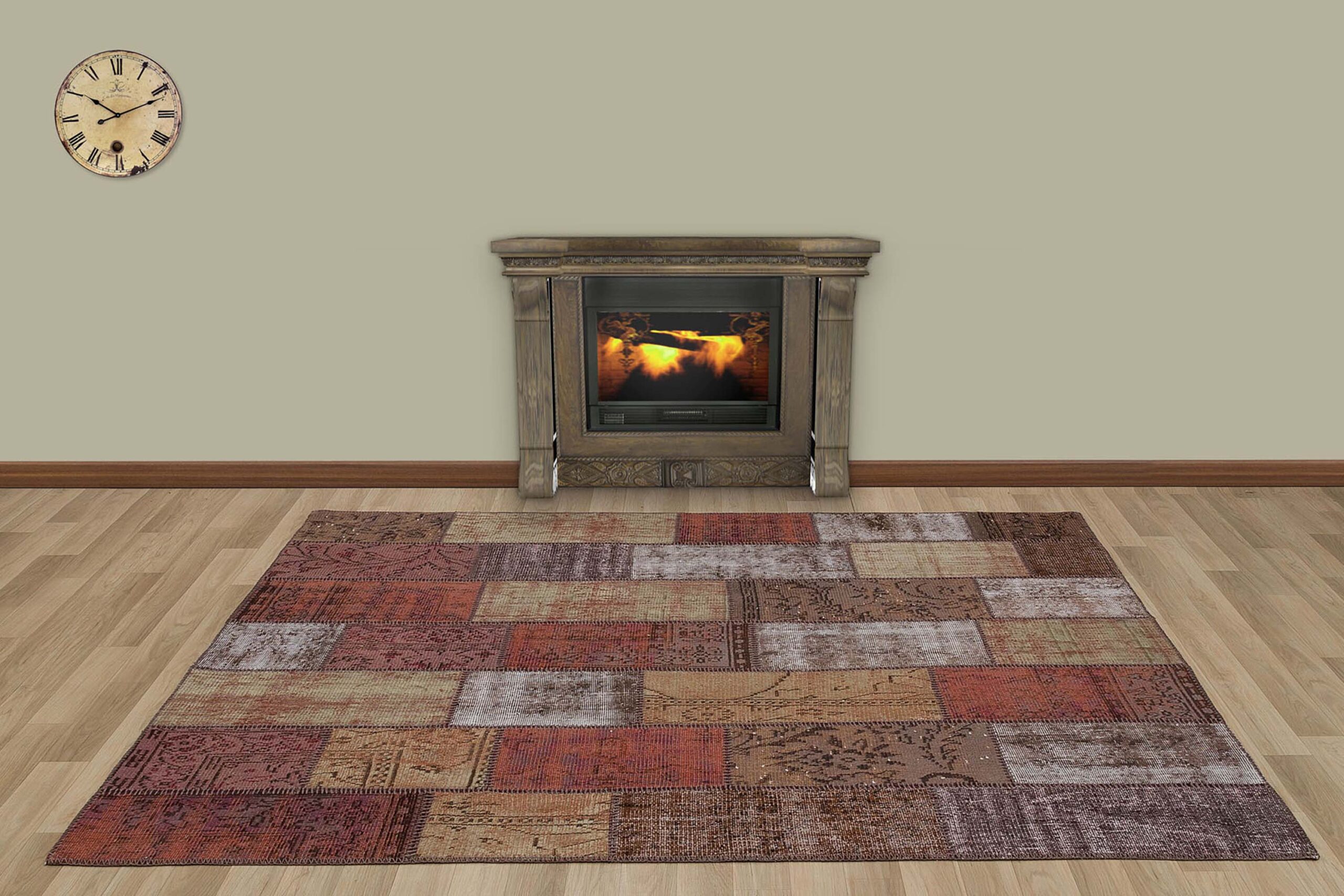 Patchwork-Style Distressed Rug, Handmade rug, wool wool/weave, size 170 × 240 cm, from Manisa, SKU 5561