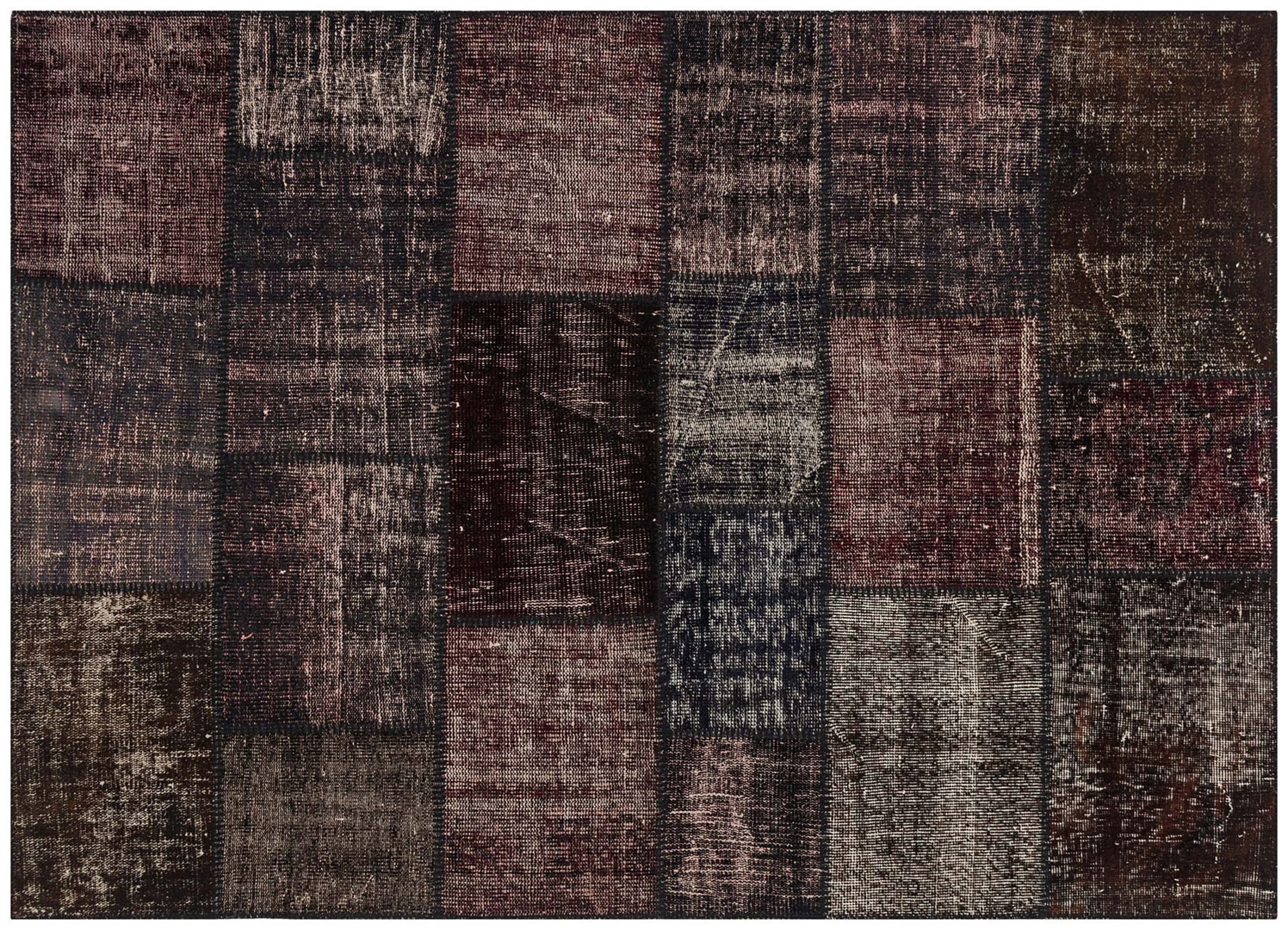 Vintage Hand-Woven Wool Patchwork Rug - SKU 5760 - Detail View