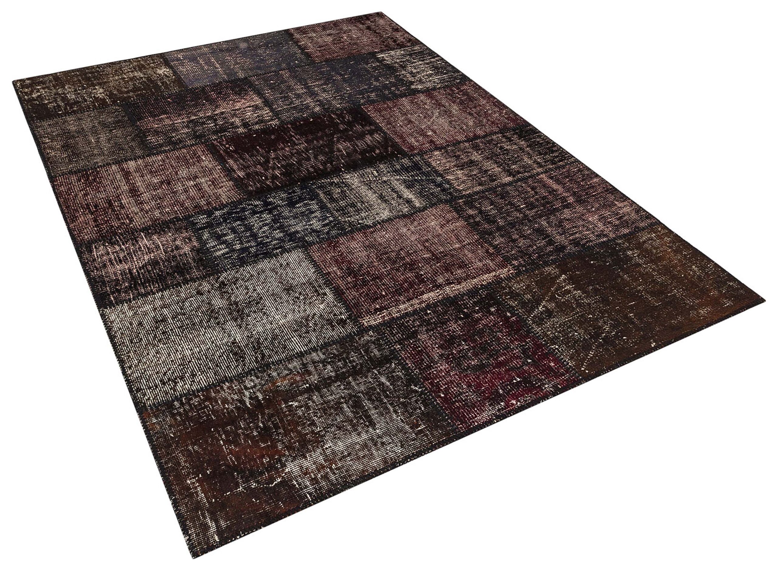 Vintage Hand-Woven Wool Patchwork Rug, Handmade rug, wool, cotton & silk wool/weave, size 160 × 230 cm, from Gördes, SKU 5760