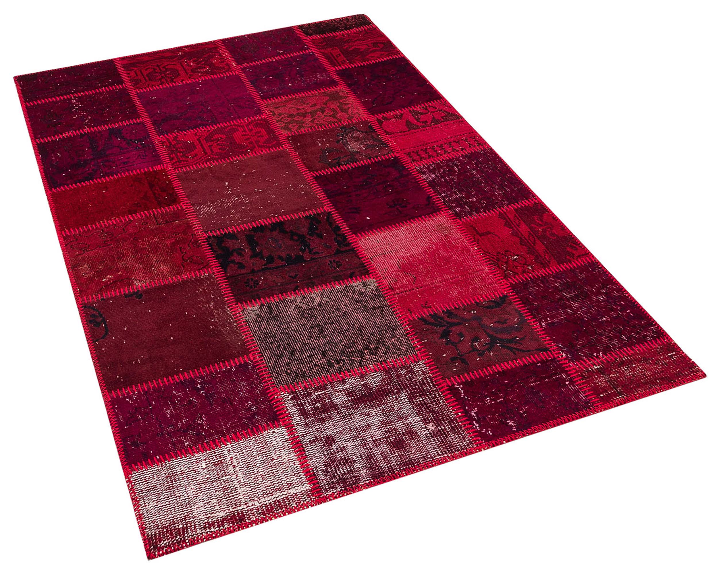 Vintage Hand-Woven Patchwork Rug, Handmade rug, cotton wool/weave, size 120 × 180 cm, from Oushak, SKU 5809