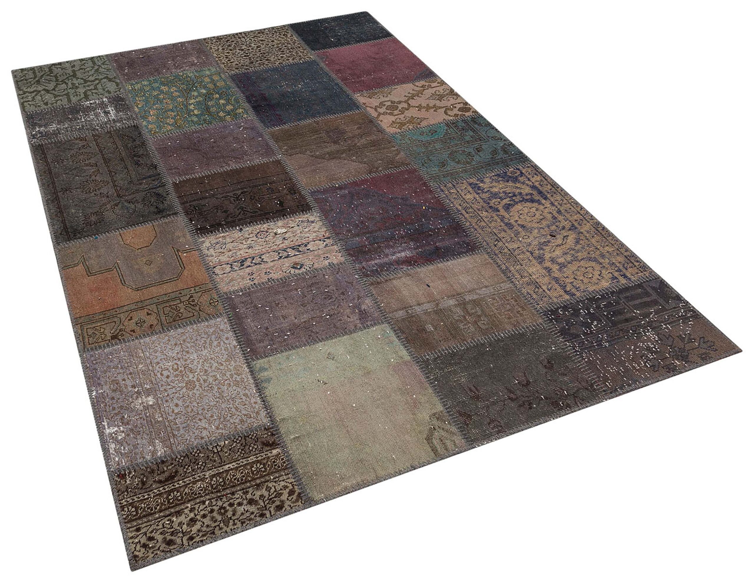 Vintage Hand-Woven Patchwork Rug, Handmade rug, cotton wool/weave, size 160 × 230 cm, from Bursa, SKU 5859