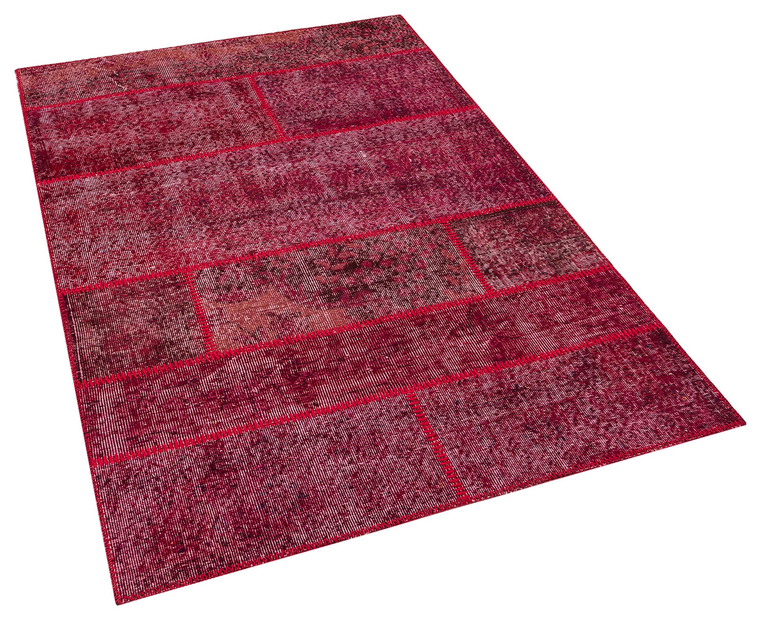Classic Modern Patchwork Distressed Rug, Handmade rug, wool & silk wool/weave, size 120 × 180 cm, from Demirci, SKU 5986