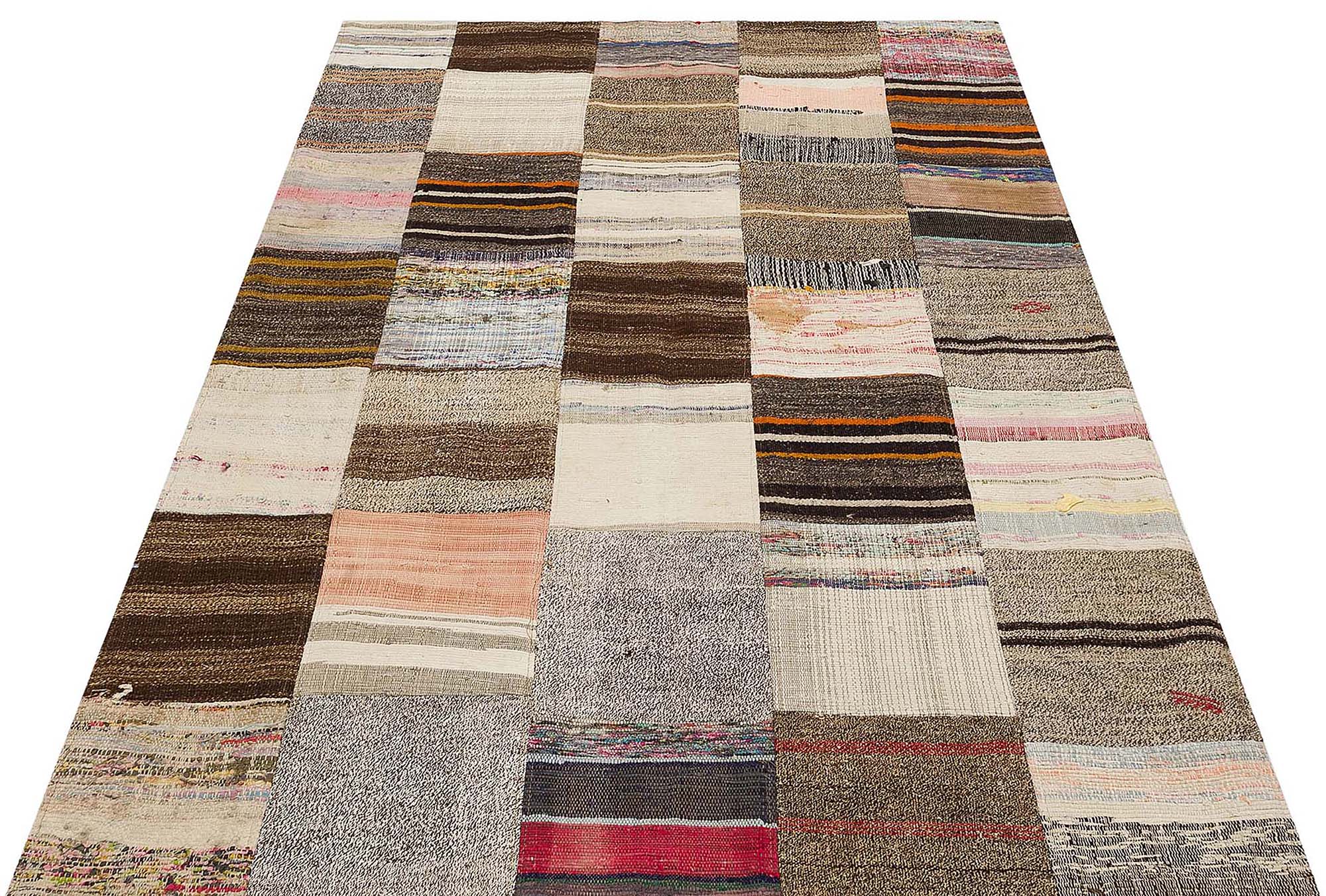 Handmade Patchwork Elegant Design Rug, Handmade rug, cotton wool/weave, size 141 × 204 cm, from Demirci, SKU 6135