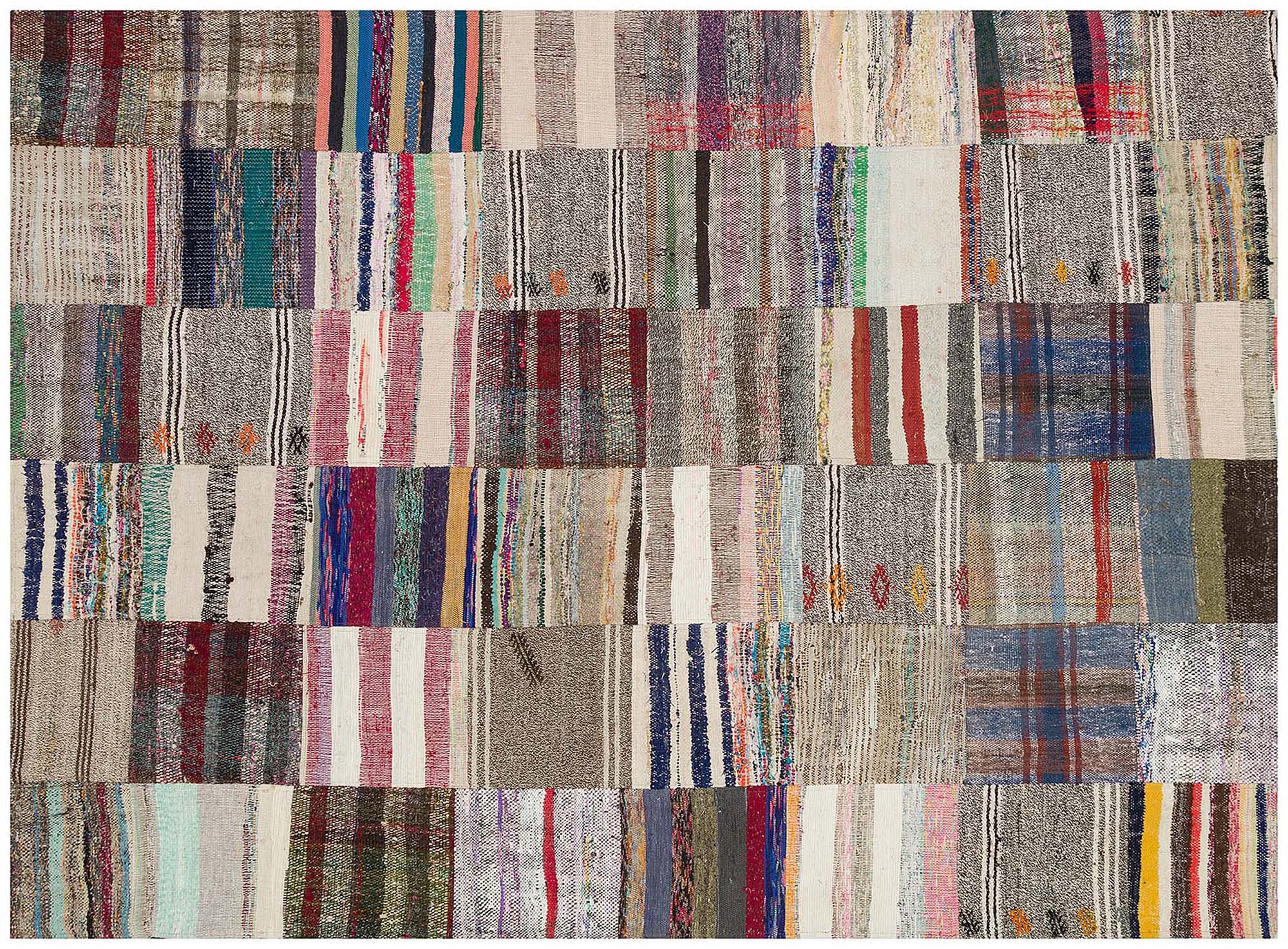 Unique Handwoven Patchwork Rug - SKU 6138 - Detail View