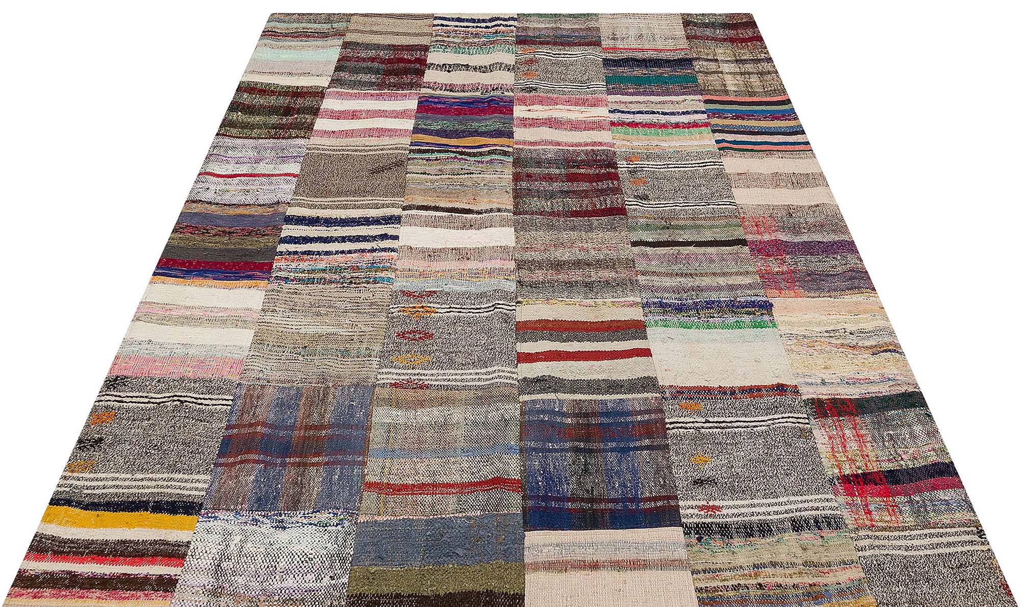Unique Handwoven Patchwork Rug, Handmade rug, wool & silk wool/weave, size 170 × 230 cm, from Yahyalı, SKU 6138