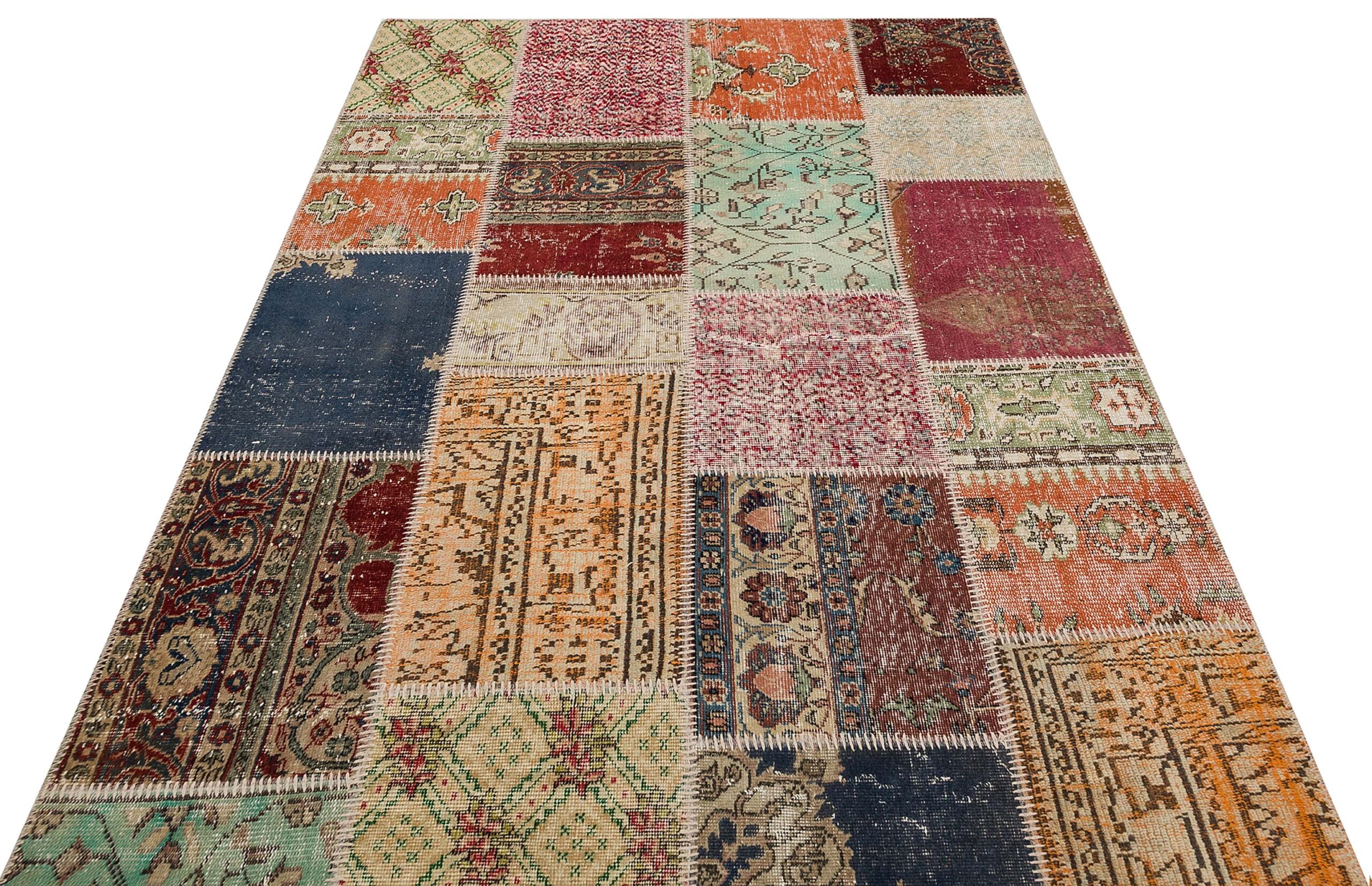 Handmade Patchwork Unique Rug, Handmade rug, wool, cotton & silk wool/weave, size 160 × 230 cm, from Antalya, SKU 6252