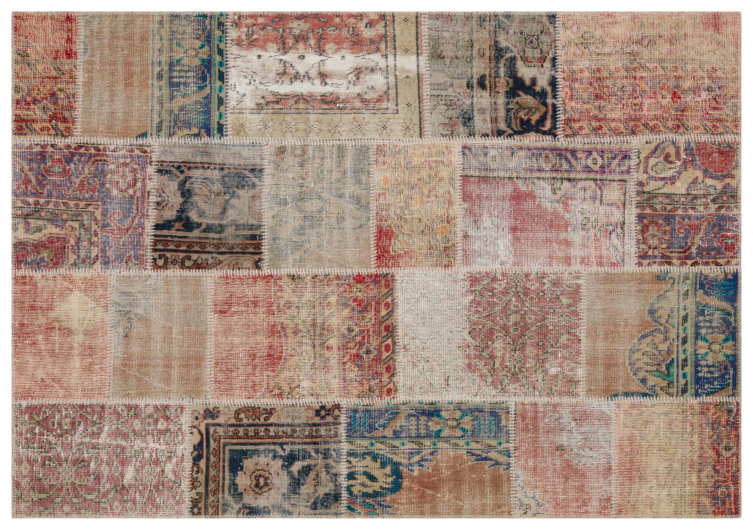 Unique Handwoven Patchwork Rug - SKU 6253 - Detail View