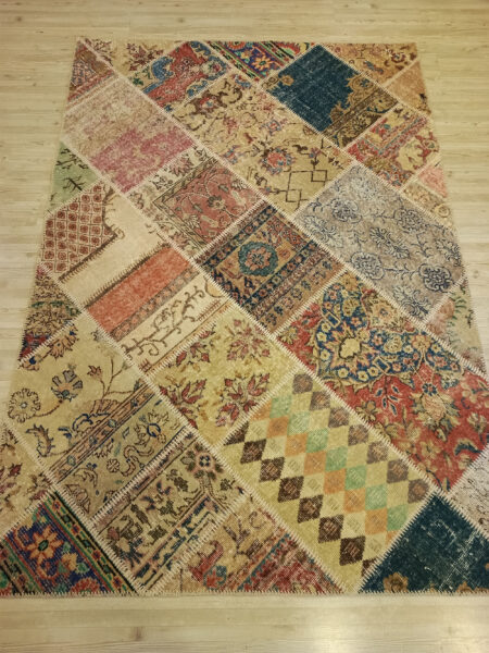 Handmade Distressed Patchwork Rug - SKU 6391 - Detail View