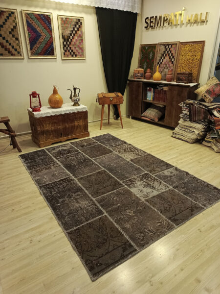 Hand-Woven Patchwork Rug with Fine Craftsmanship - SKU 6416 - Detail View