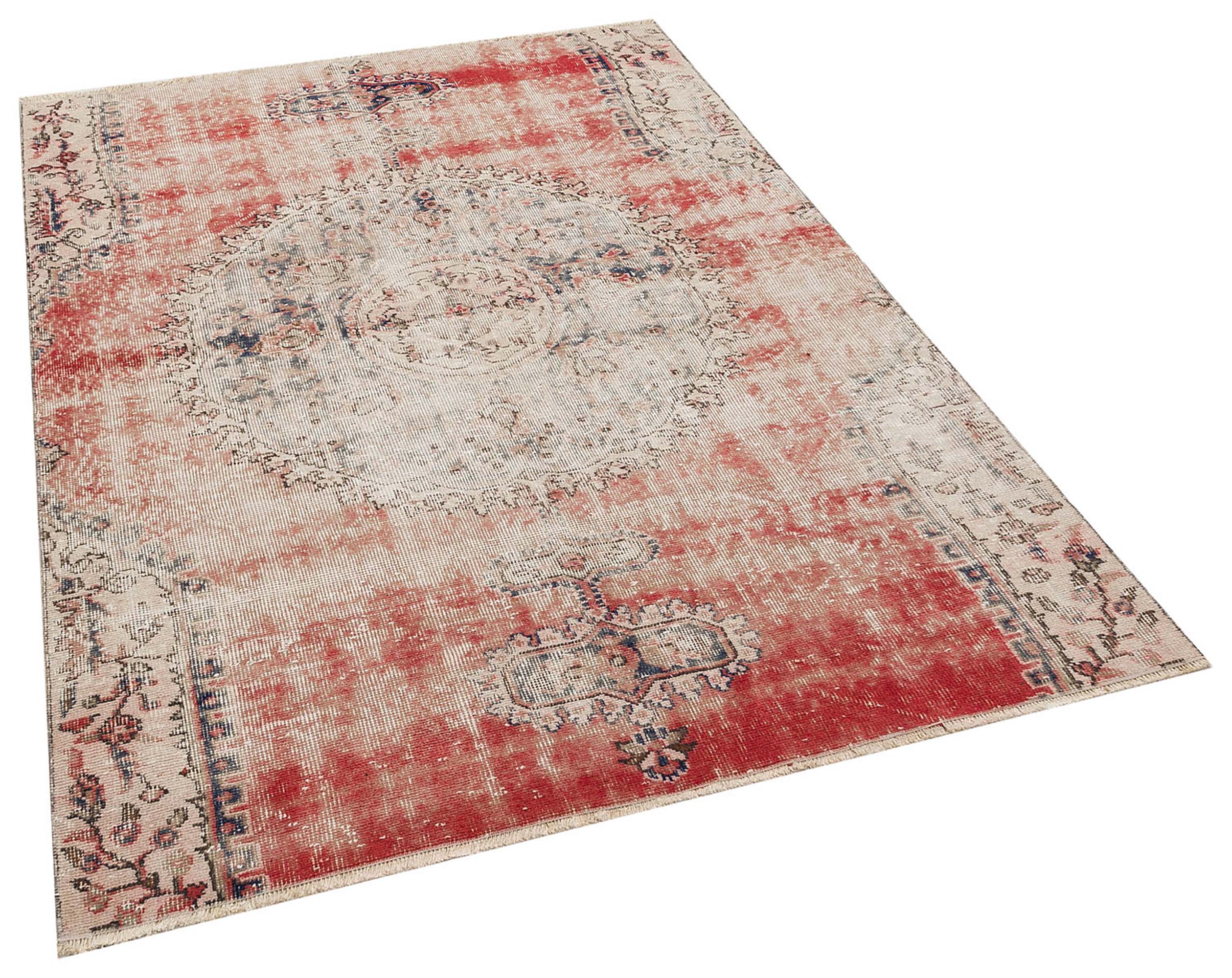 Exclusive Vintage Distressed Hand-Woven Rug, Handmade rug, cotton wool/weave, size 151 × 205 cm, from Ladik, SKU 8373