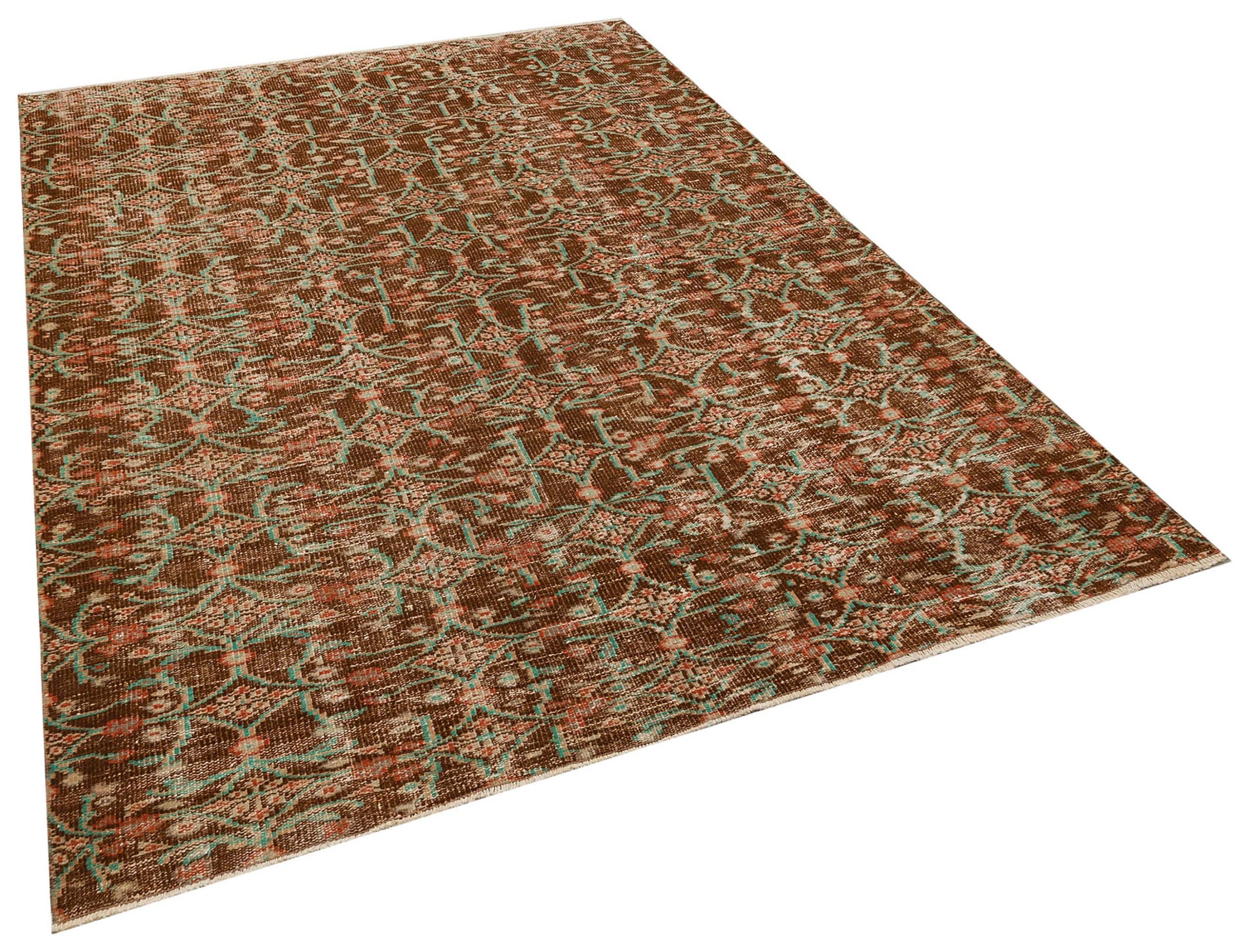 Distressed Hand-Woven Vintage Rug, Handmade rug, wool wool/weave, size 186 × 255 cm, from Manisa, SKU 8527