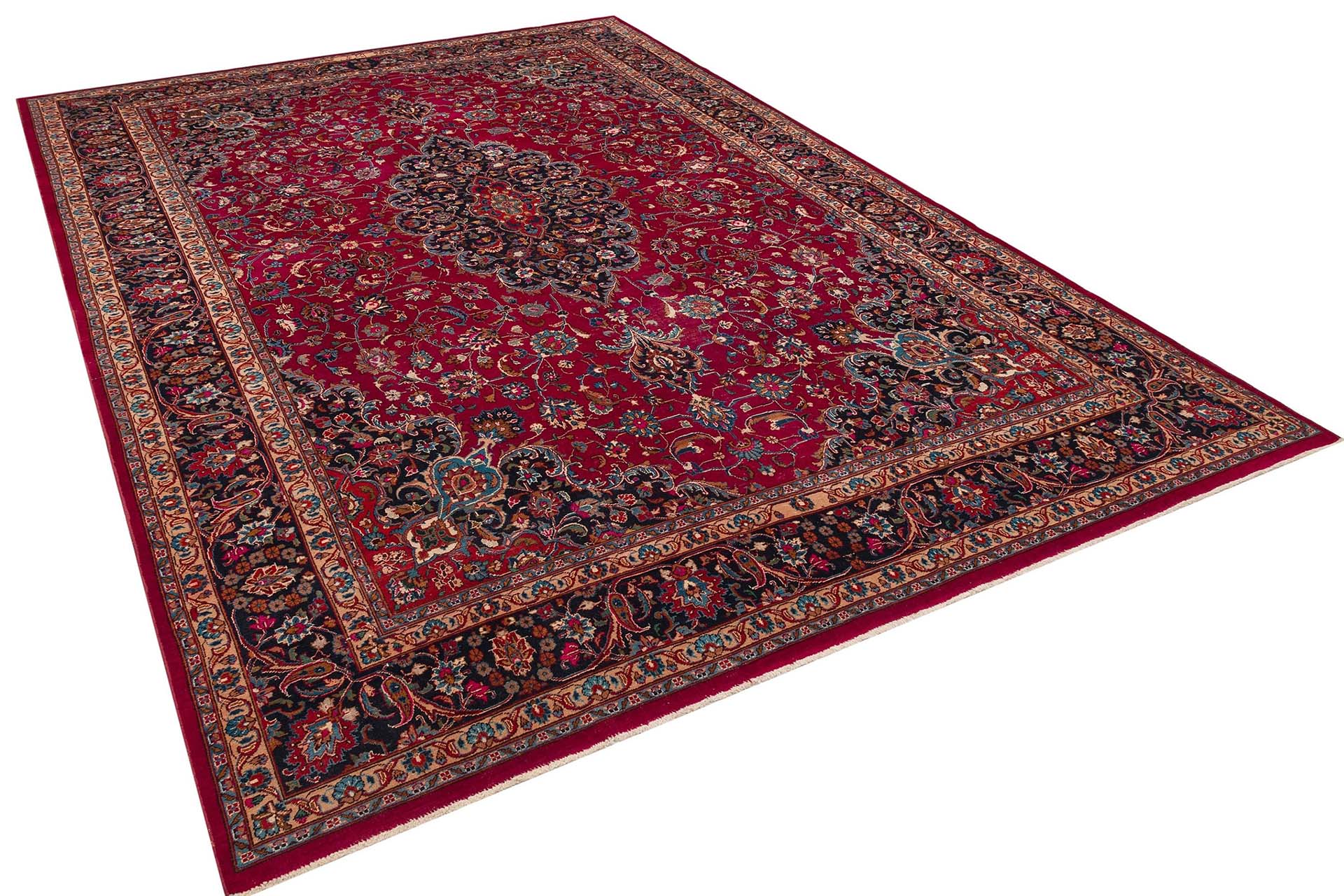 Vintage-Style Distressed Iranian Rug, Handmade rug, cotton wool/weave, size 247 × 356 cm, from Gördes, SKU 8663