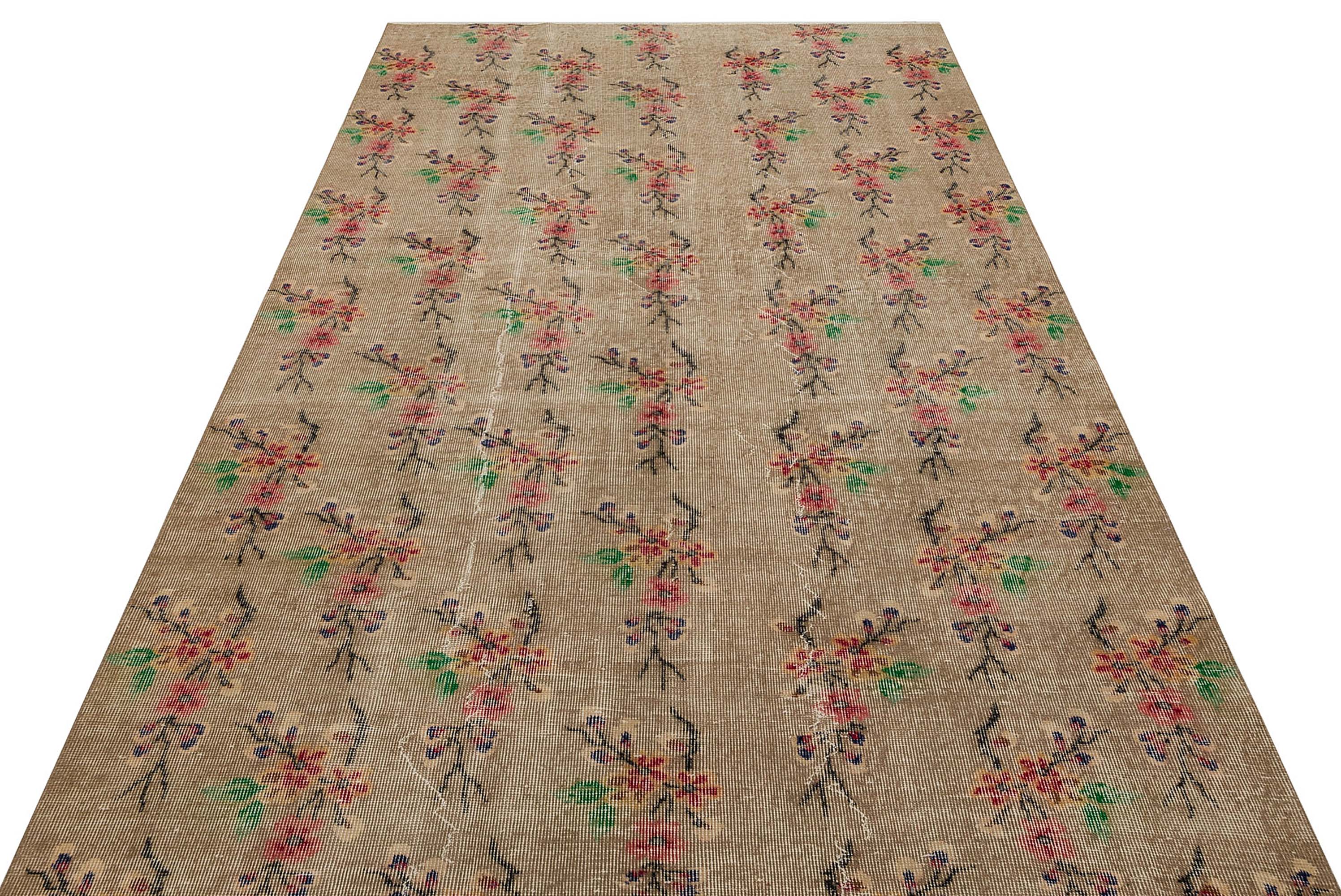 Distressed Handwoven Vintage Rug, Handmade rug, wool & cotton wool/weave, size 168 × 264 cm, from Oushak, SKU 8837