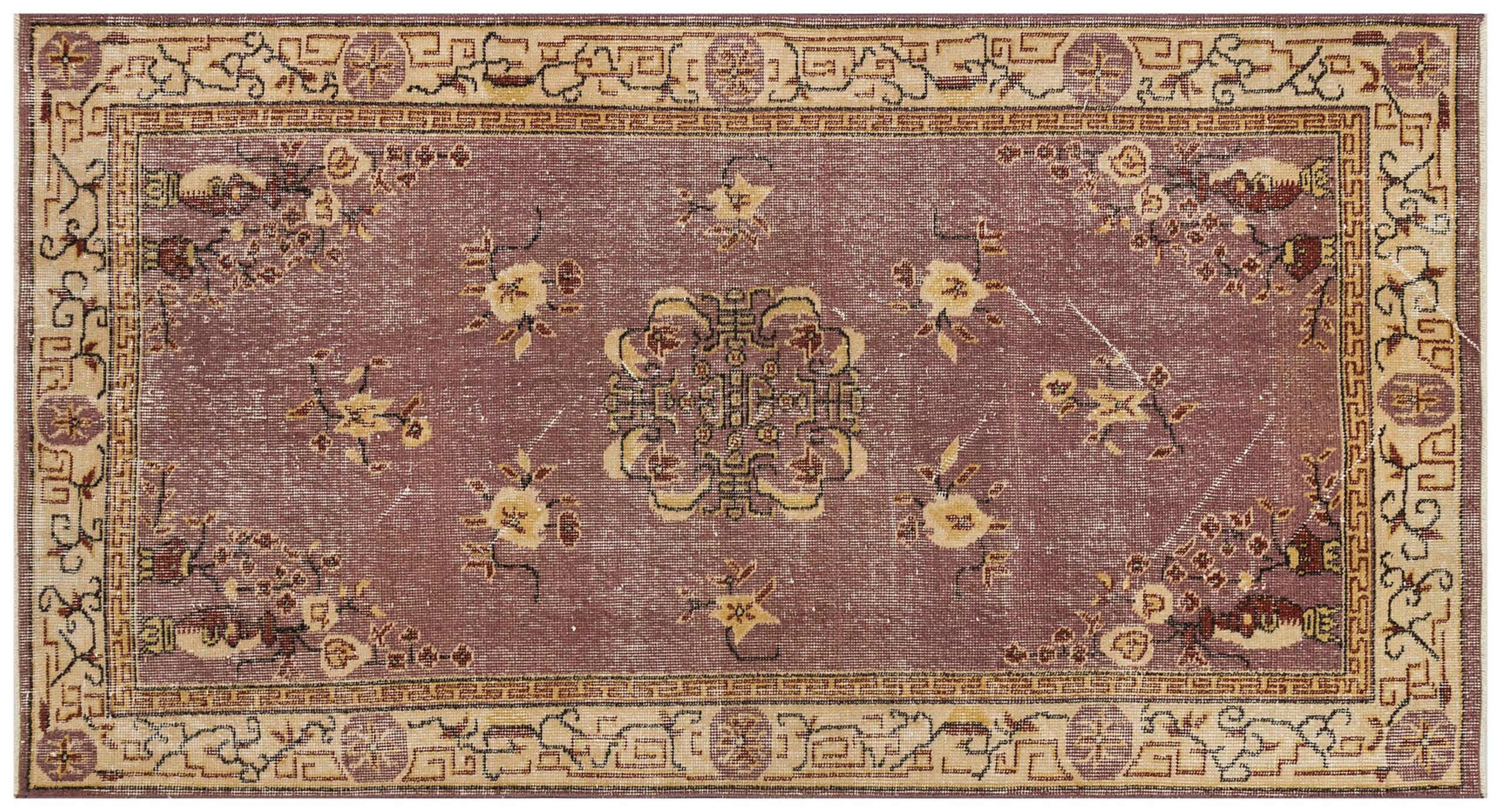 Vintage Distressed Handmade Rug - SKU 9052 - Detail View