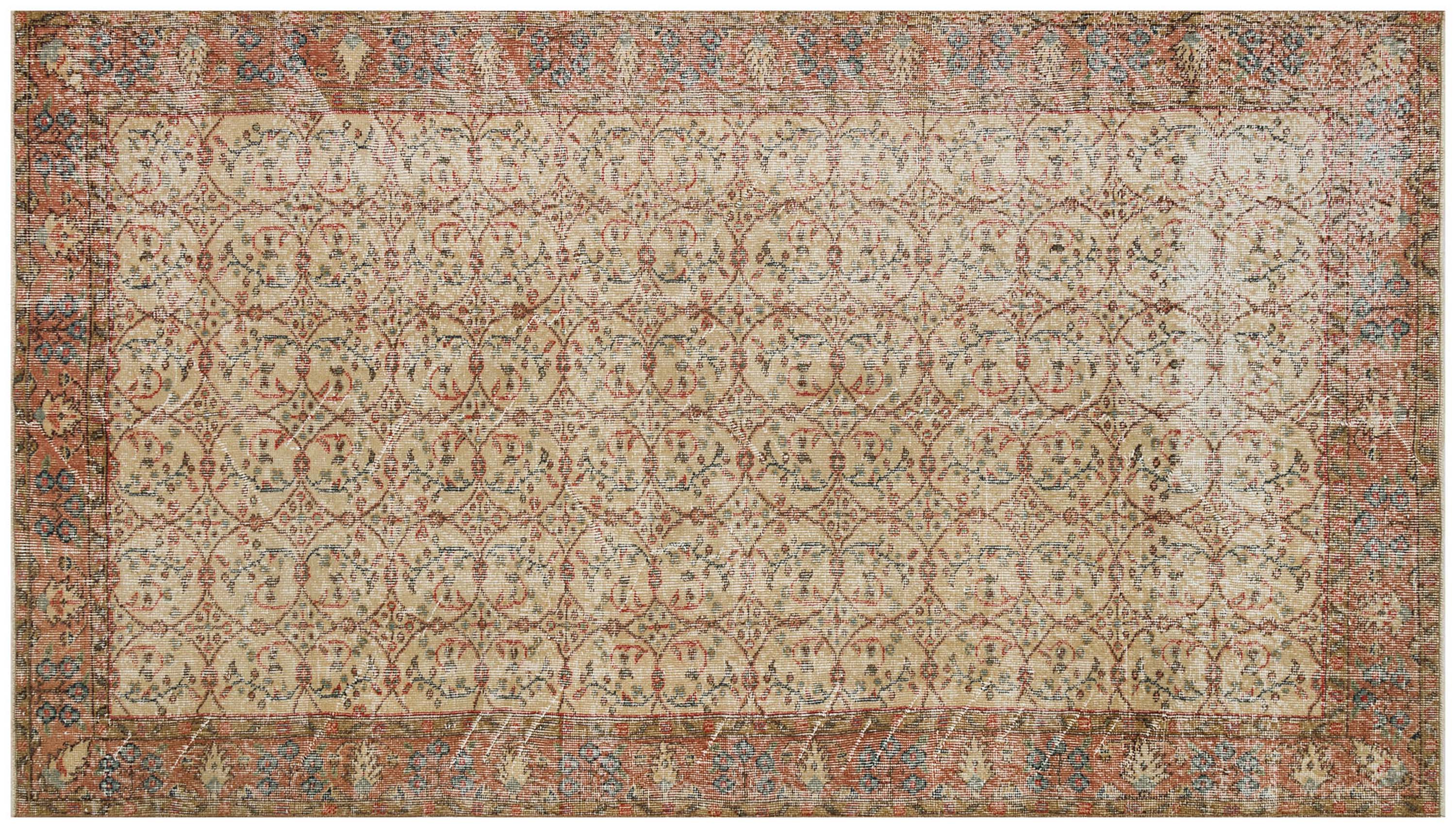 Distressed Vintage 100% Handmade Rug - SKU 9089 - Detail View