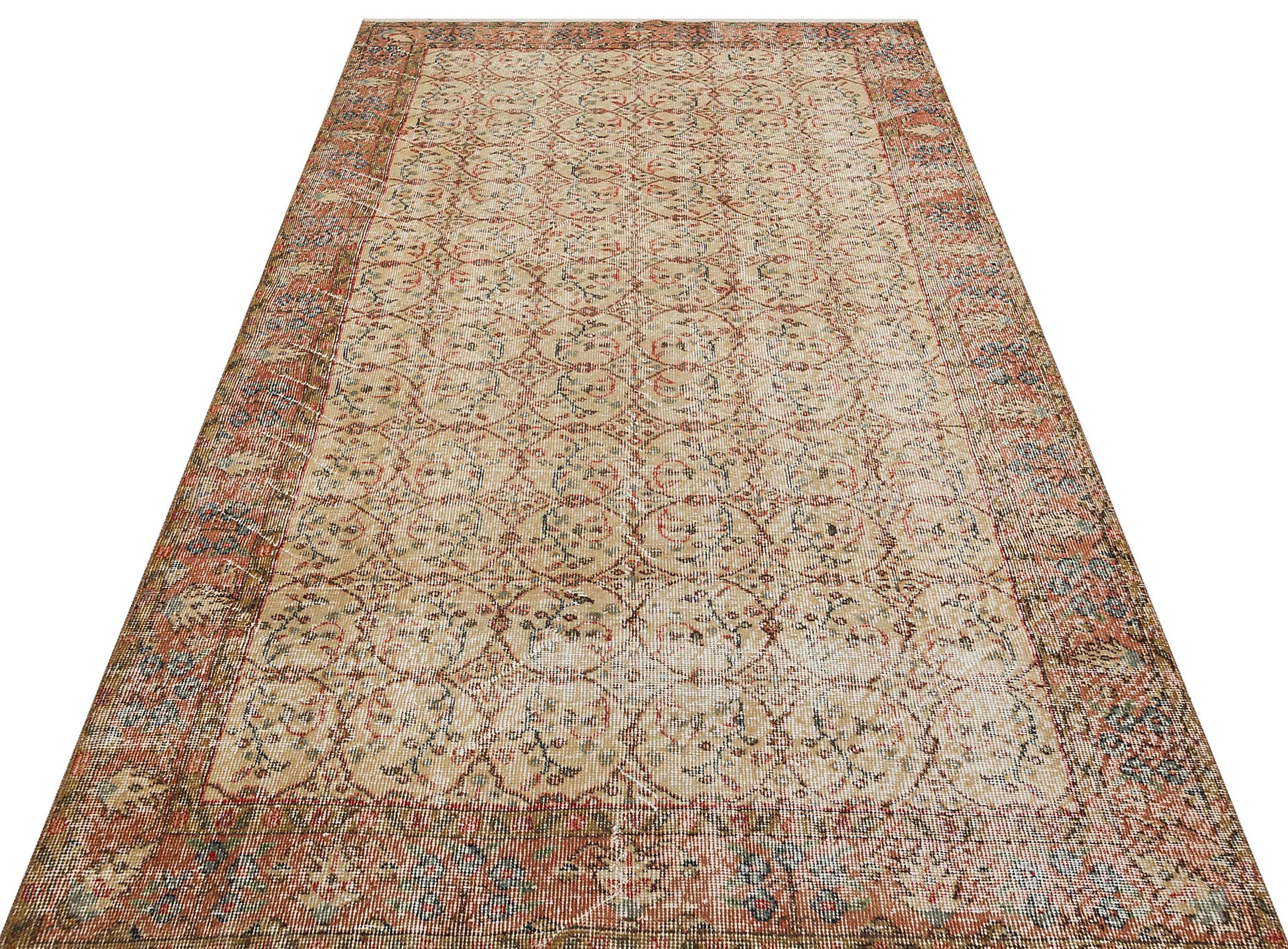 Distressed Vintage 100% Handmade Rug, Handmade rug, cotton wool/weave, size 149 × 262 cm, from Isparta, SKU 9089