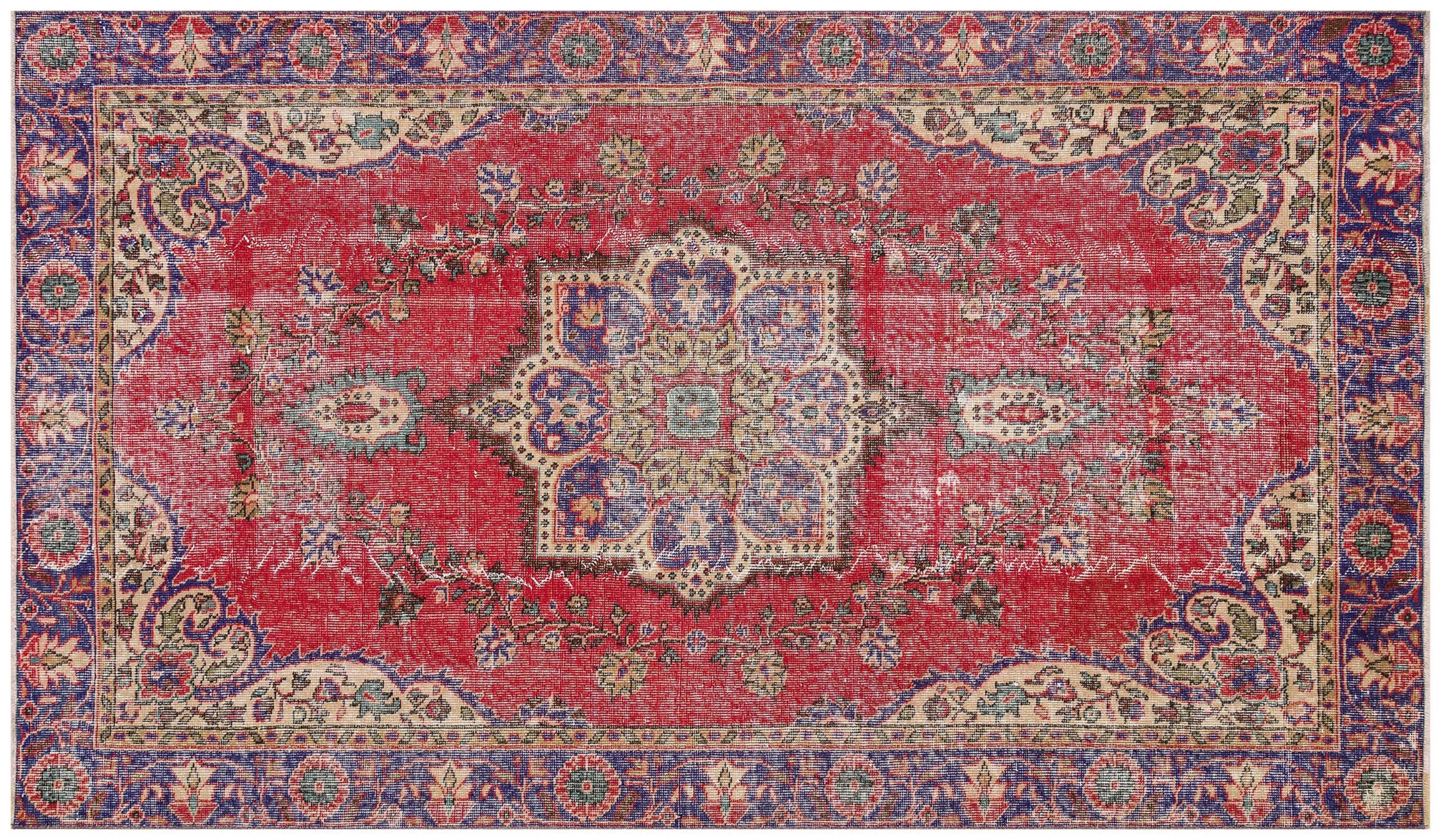 Authentic Hand-Woven Distressed Vintage Rug - SKU 9415 - Detail View