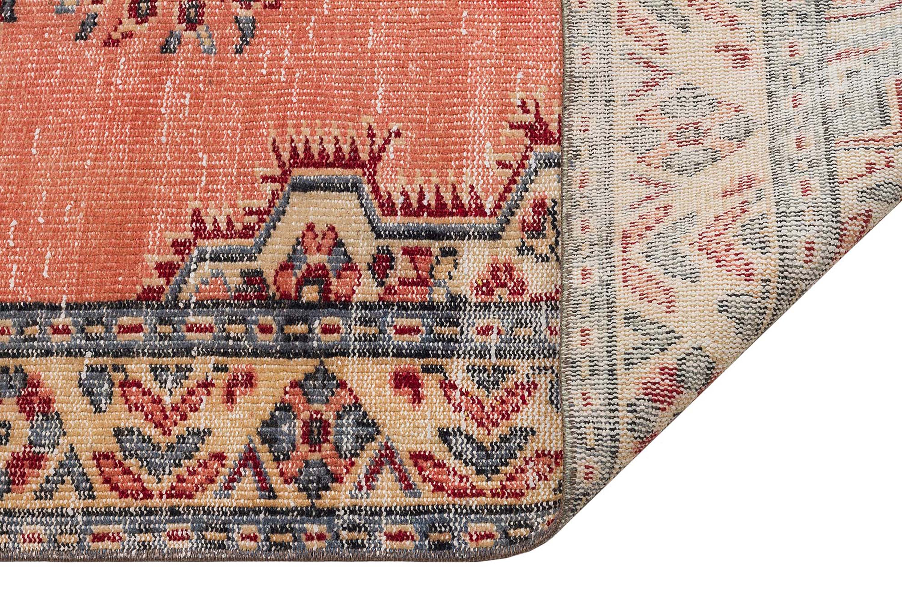 Hand-Woven Wool Vintage Rug - SKU 9480 - Detail View