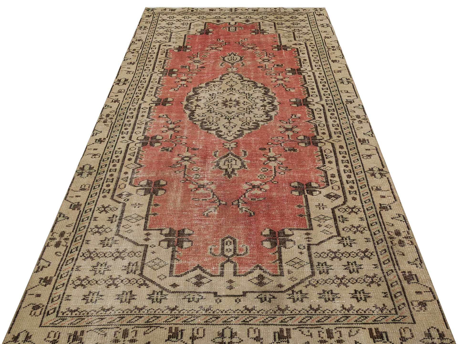 Anatolian Vintage Distressed Handwoven Rug in Unique Colors and Patterns, Handmade rug, wool & silk wool/weave, size 144 × 270 cm, from Antalya, SKU 9597