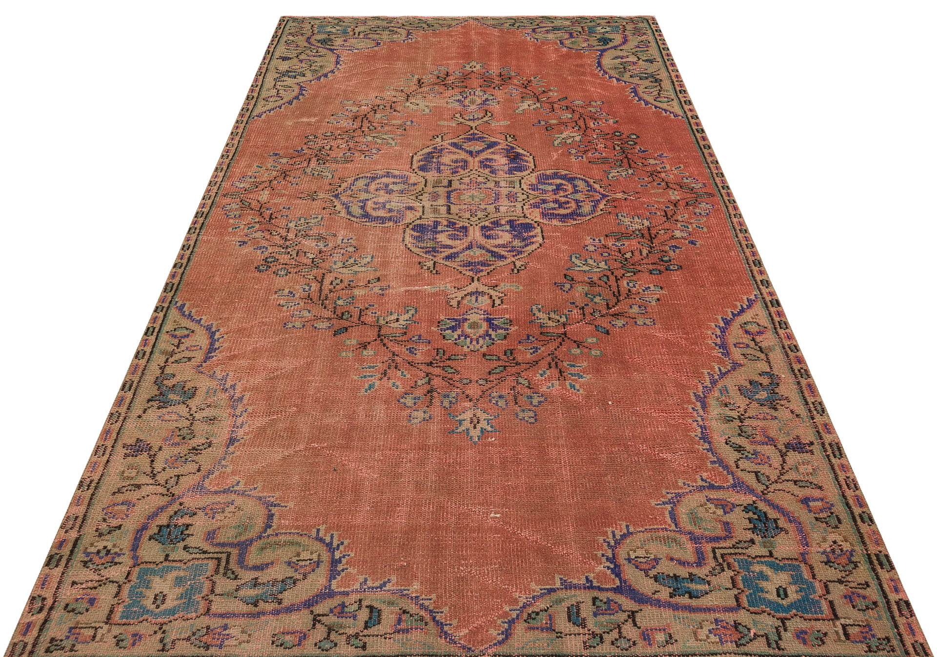 Anatolian Vintage Distressed Handwoven Rug in Unique Colors and Patterns, Handmade rug, wool, cotton & silk wool/weave, size 155 × 271 cm, from Kars, SKU 9611
